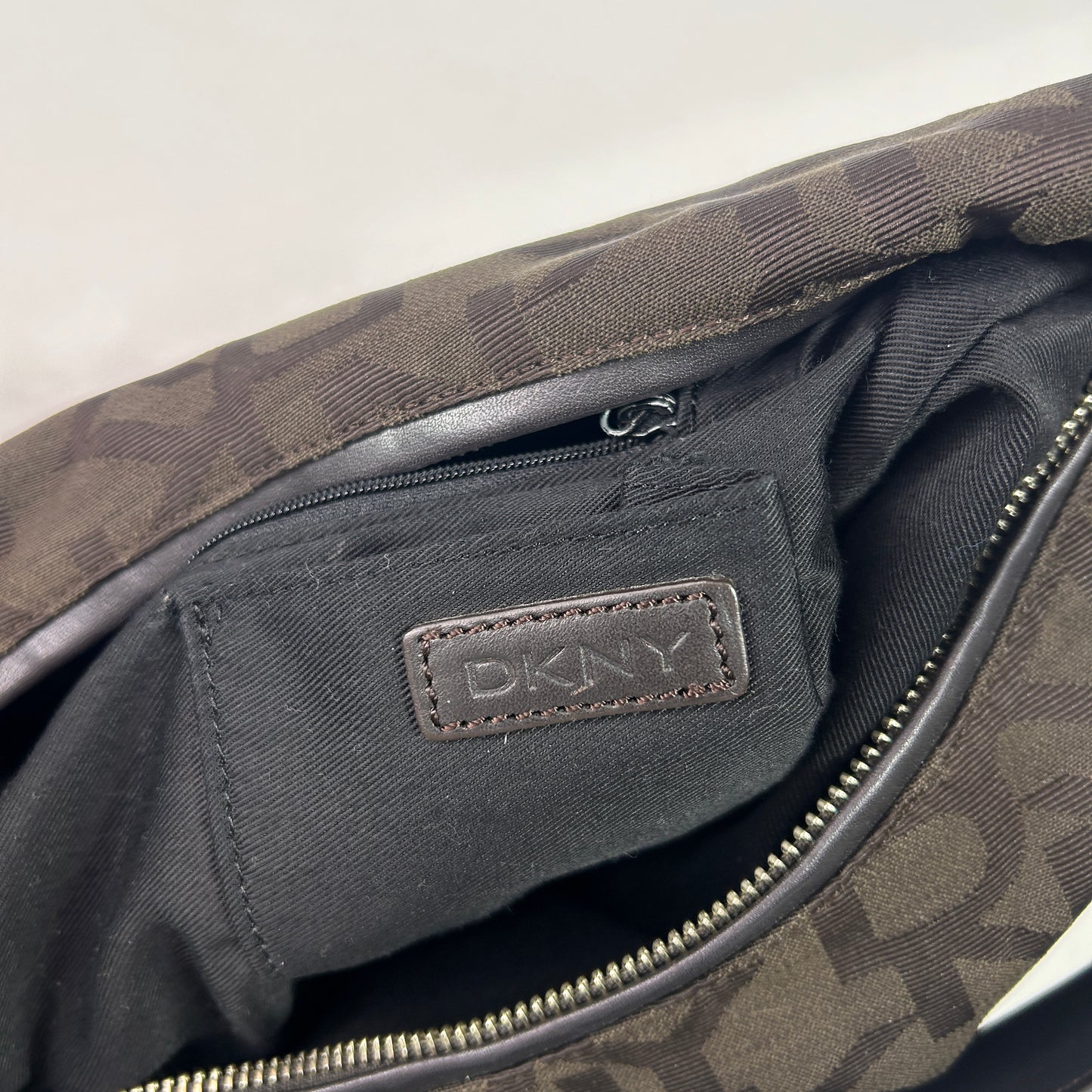 DKNY Slouchy Brown Monogram Shoulder Bag