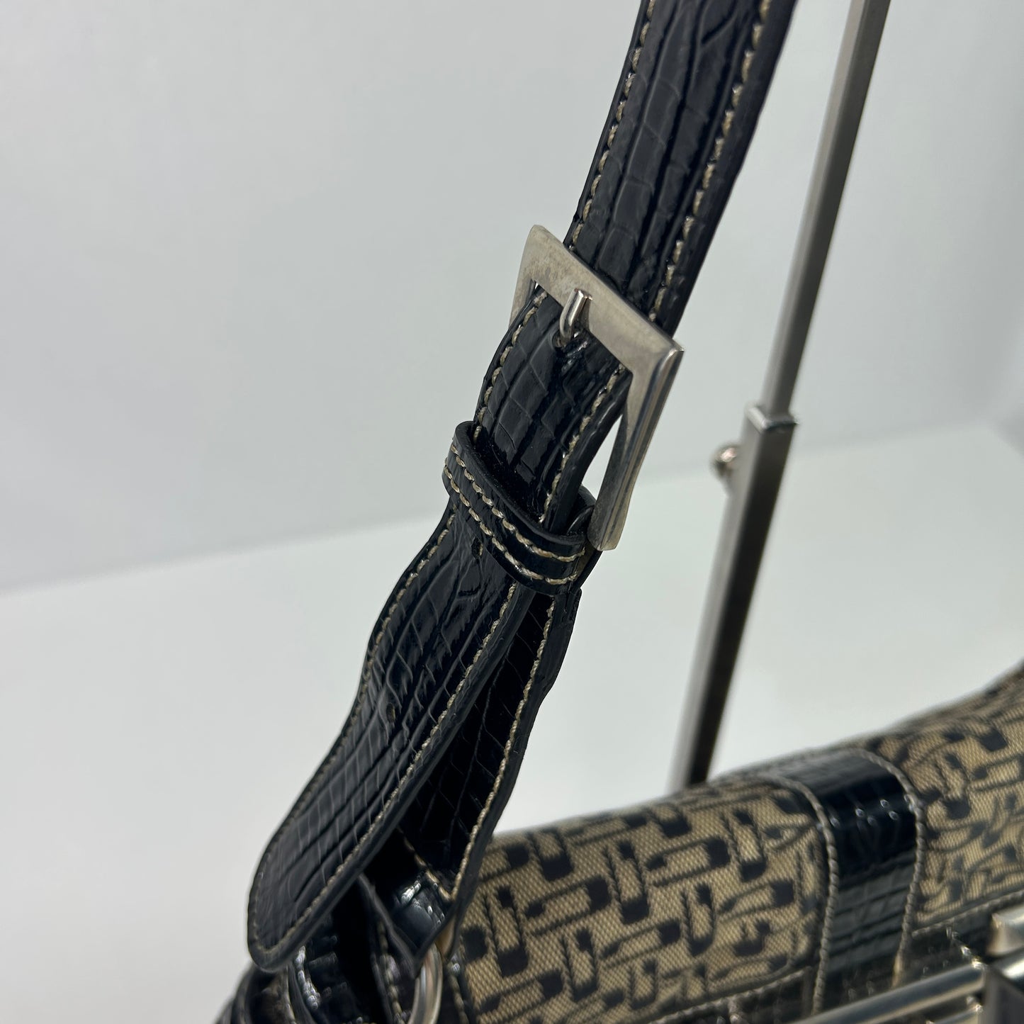 Black Studded Monogram Guess Shoulder Bag
