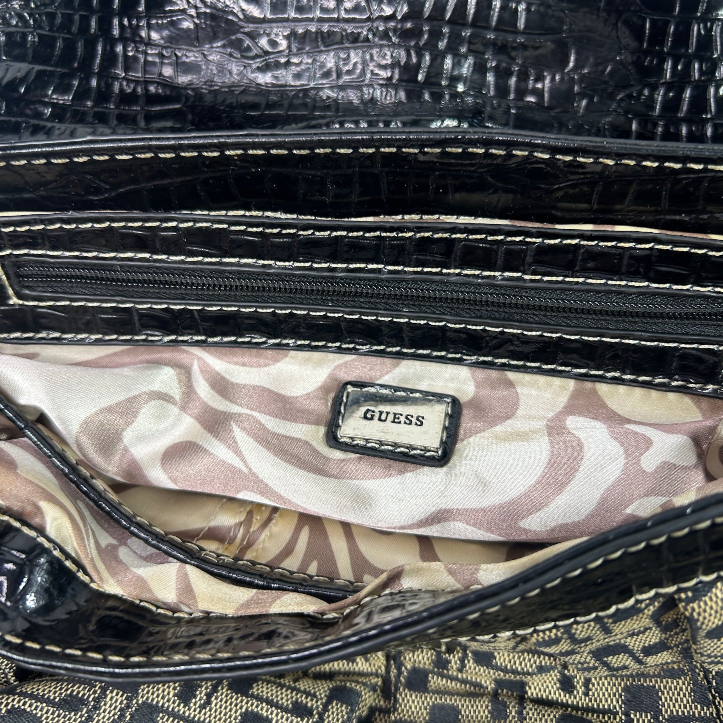 Black Studded Monogram Guess Shoulder Bag