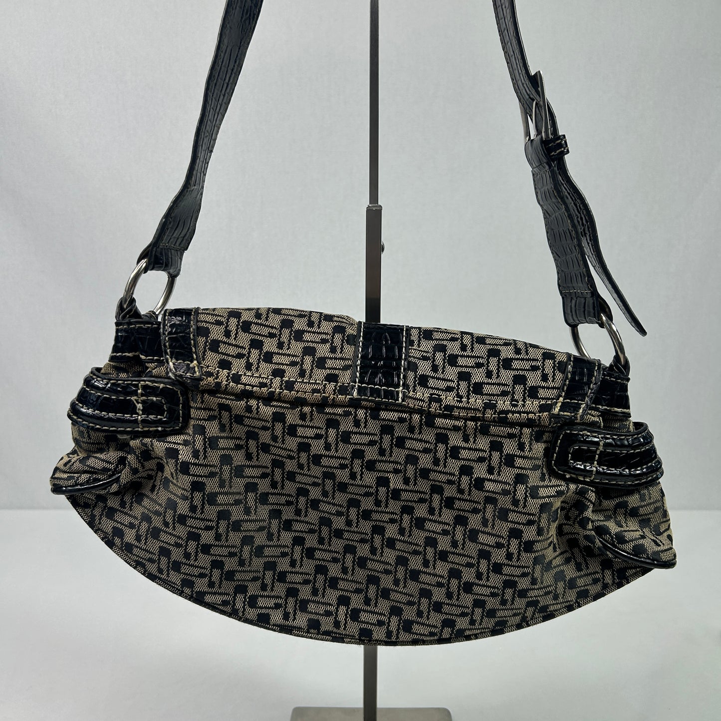Black Studded Monogram Guess Shoulder Bag
