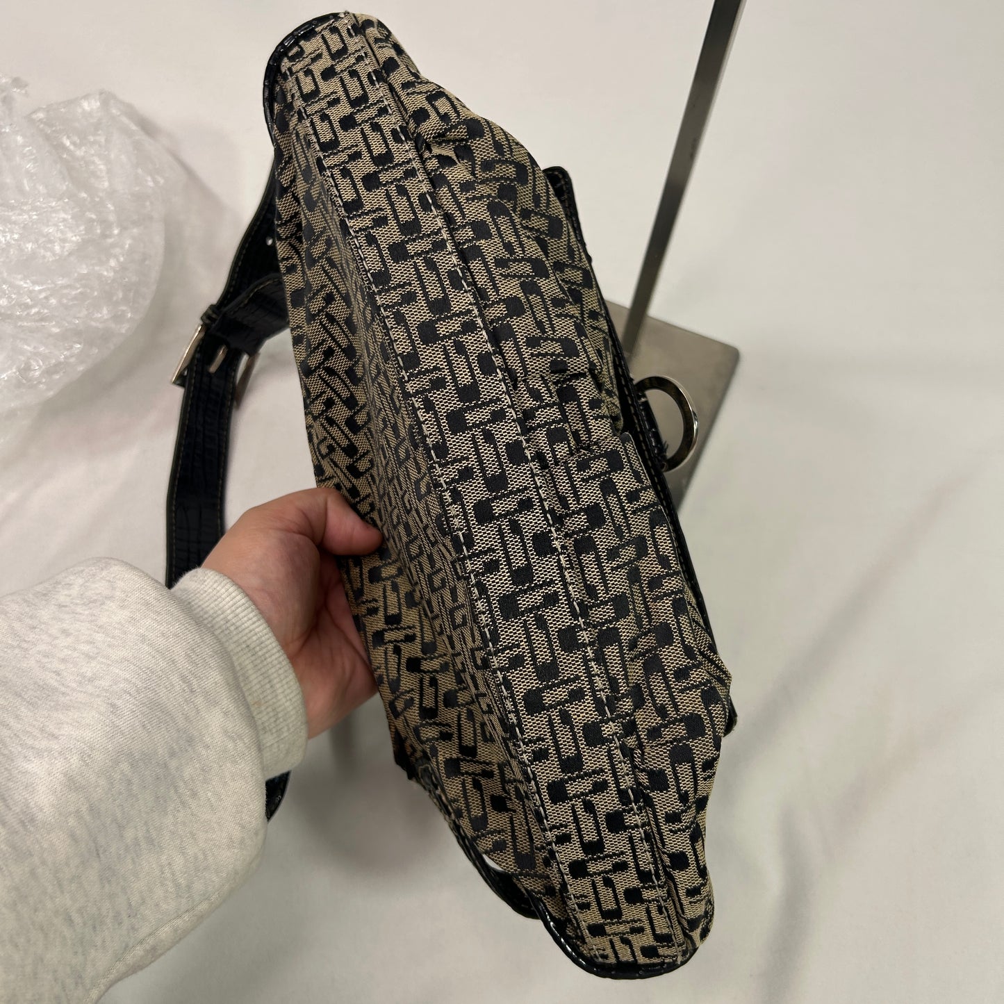 Black Studded Monogram Guess Shoulder Bag