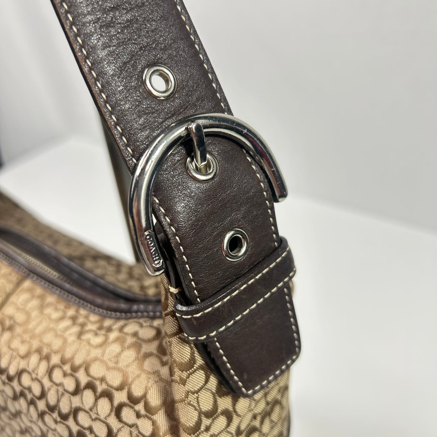 Signature Jacquard Hobo Coach Shoulder Bag