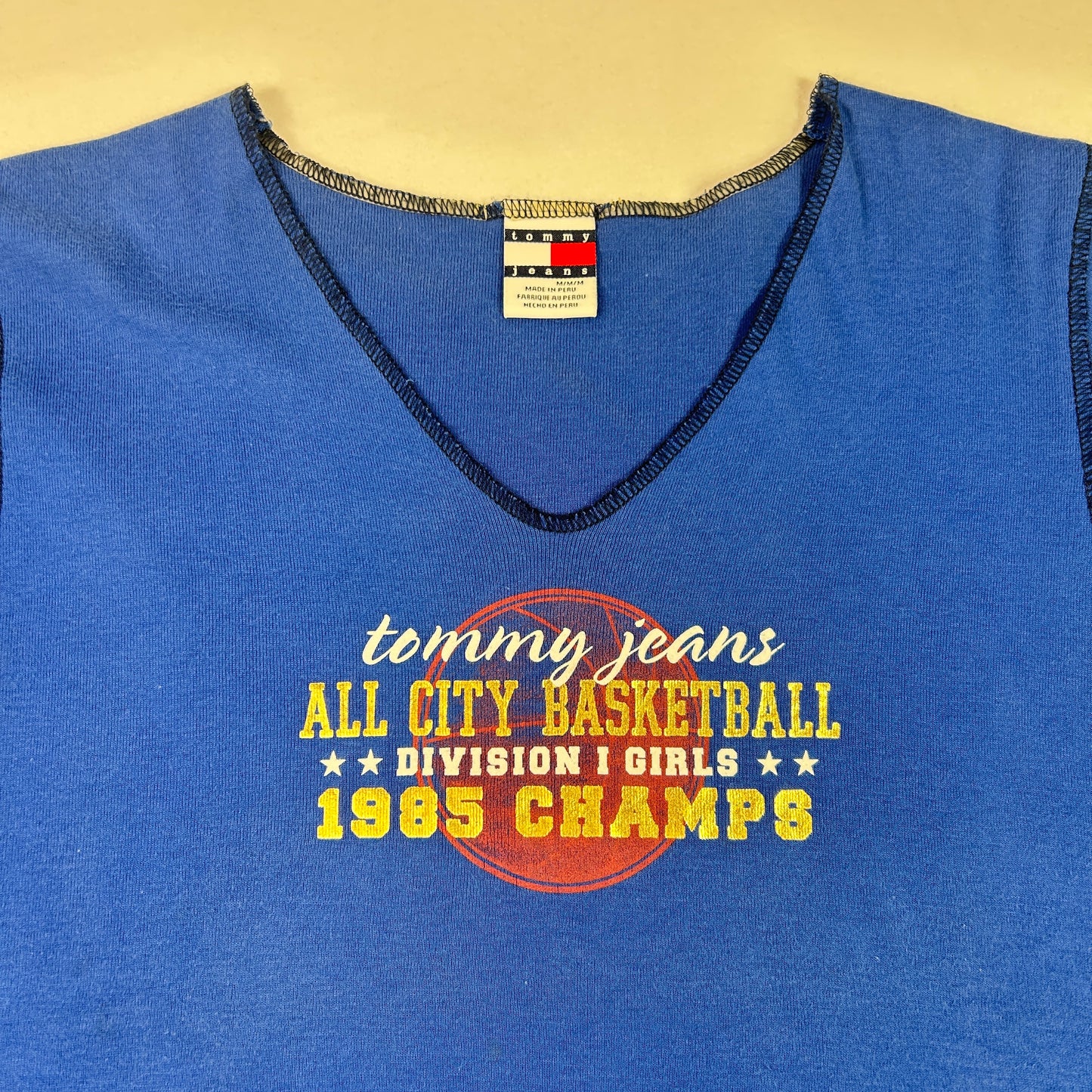 Vintage Blue Tommy Jeans V-Cut Babytee - Size S/M