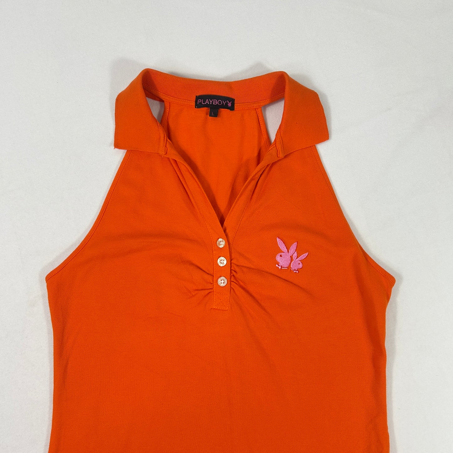 Orange Playboy Collar Tank Top - Size L/XL
