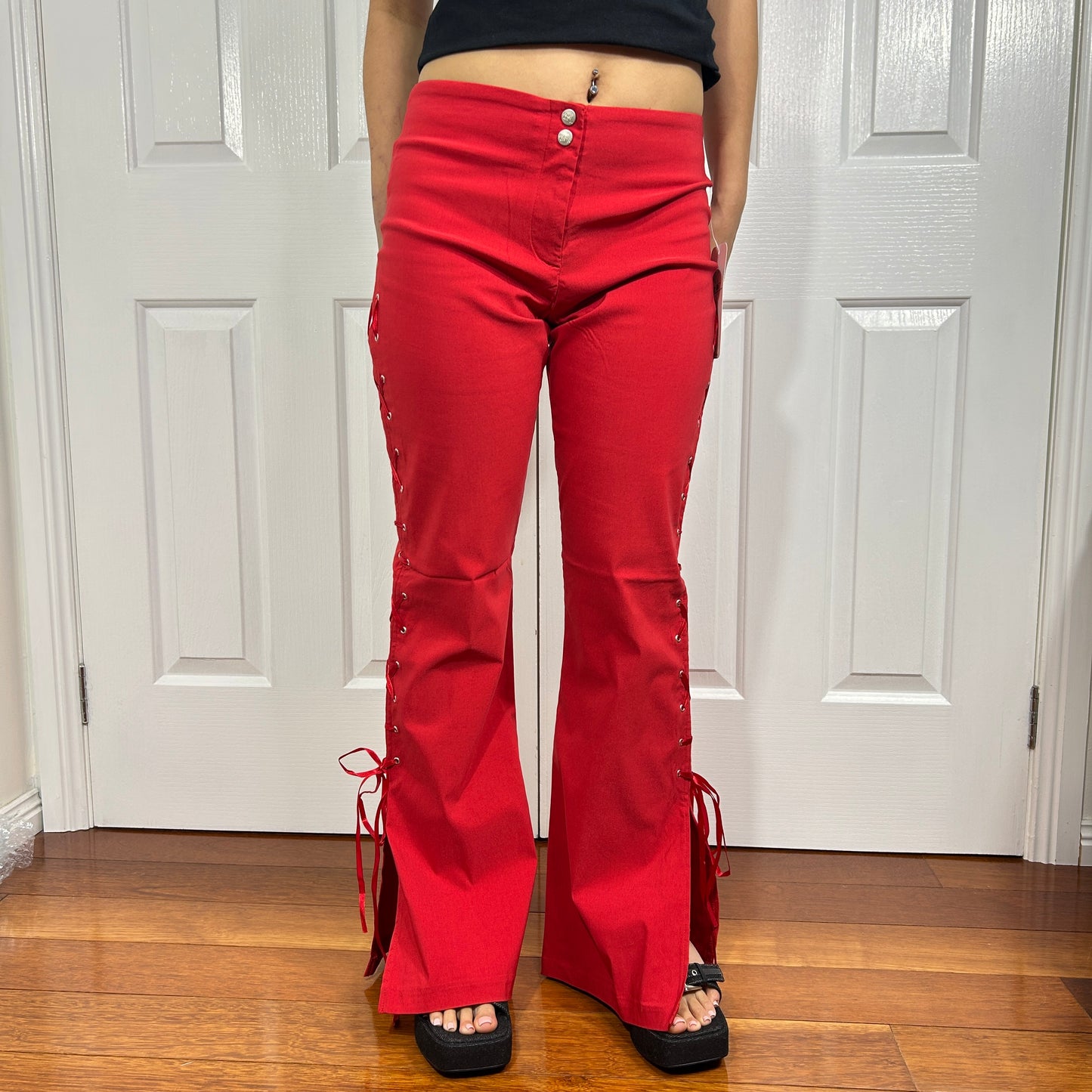 Deadstock Face Off Red Flared Pants - Size M/L