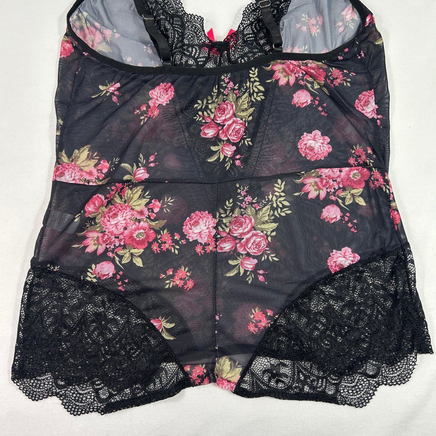 00's Black Floral Sheer Camisole - Size M