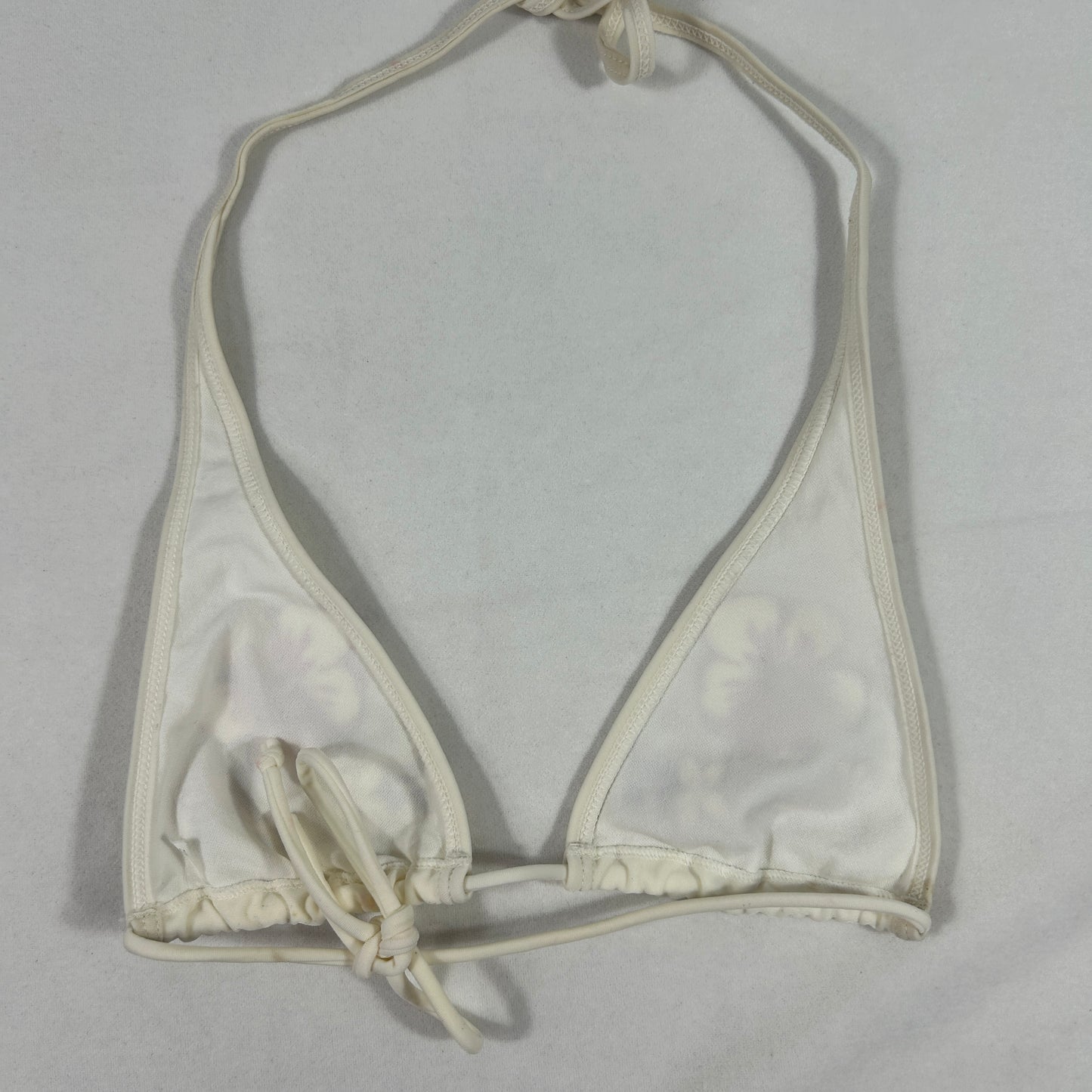 White Micro Flower Bikini Top