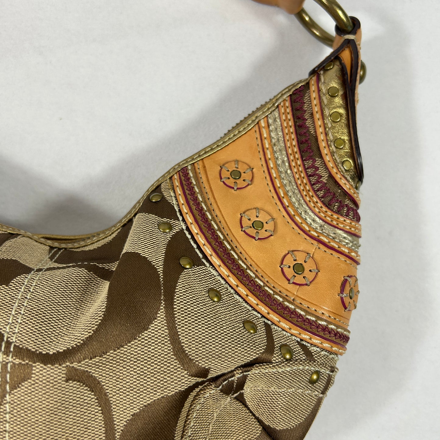 Coach Signature Multi Trim Patchwork Shoulder Bag