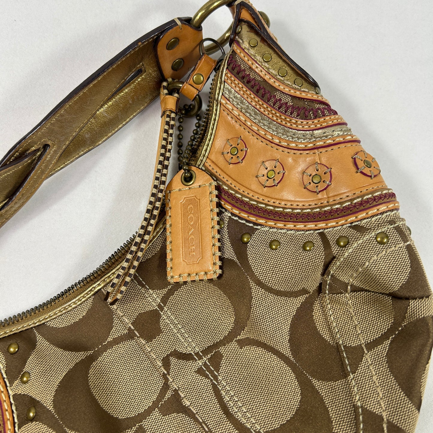 Coach Signature Multi Trim Patchwork Shoulder Bag