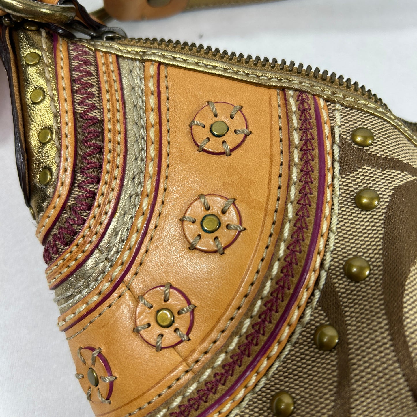 Coach Signature Multi Trim Patchwork Shoulder Bag