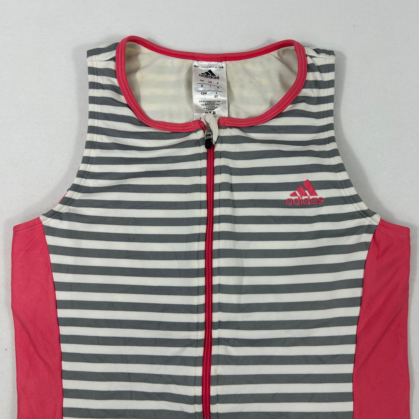 Pink Striped Adidas Sports Tank - S/M