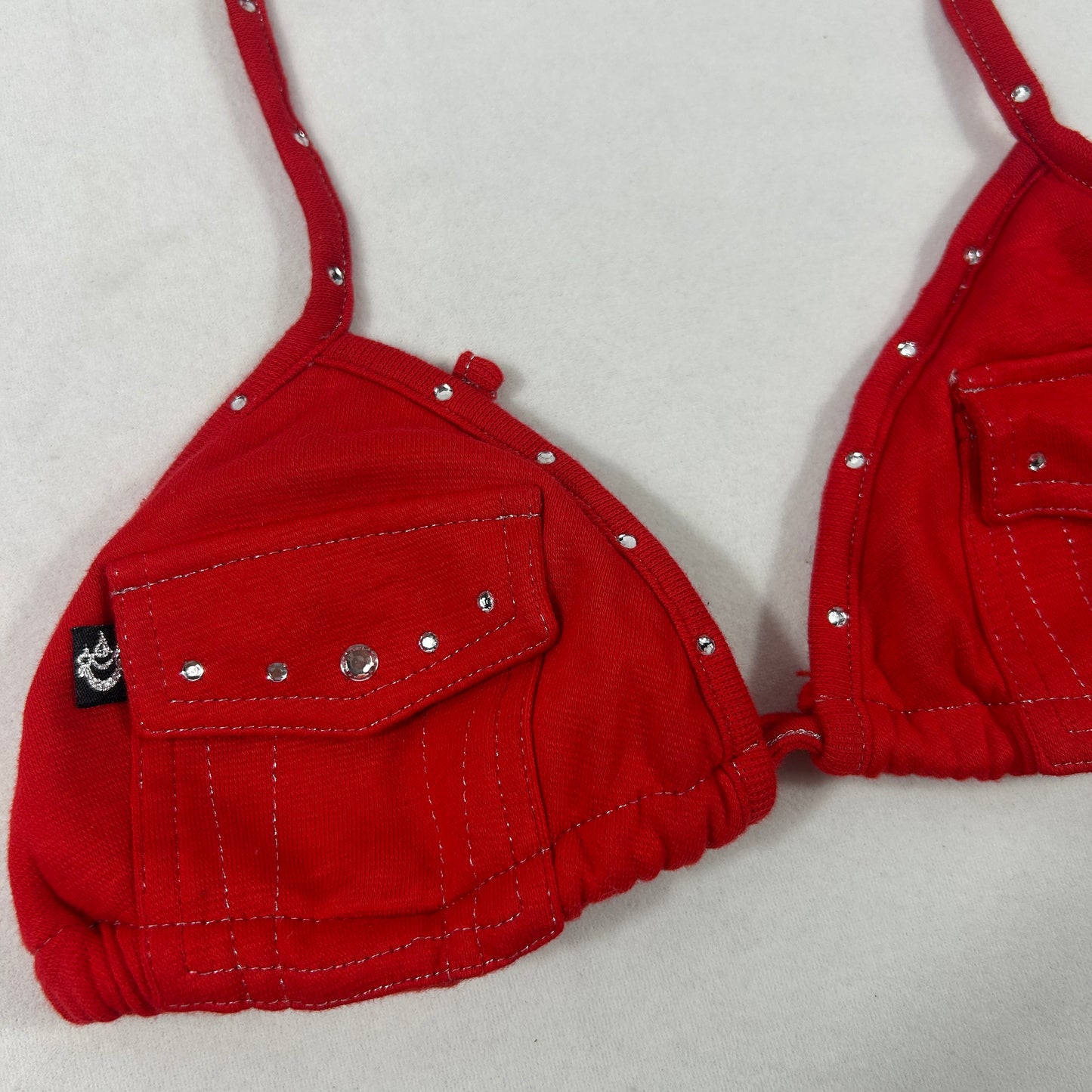 Red Pocket Bikini Top