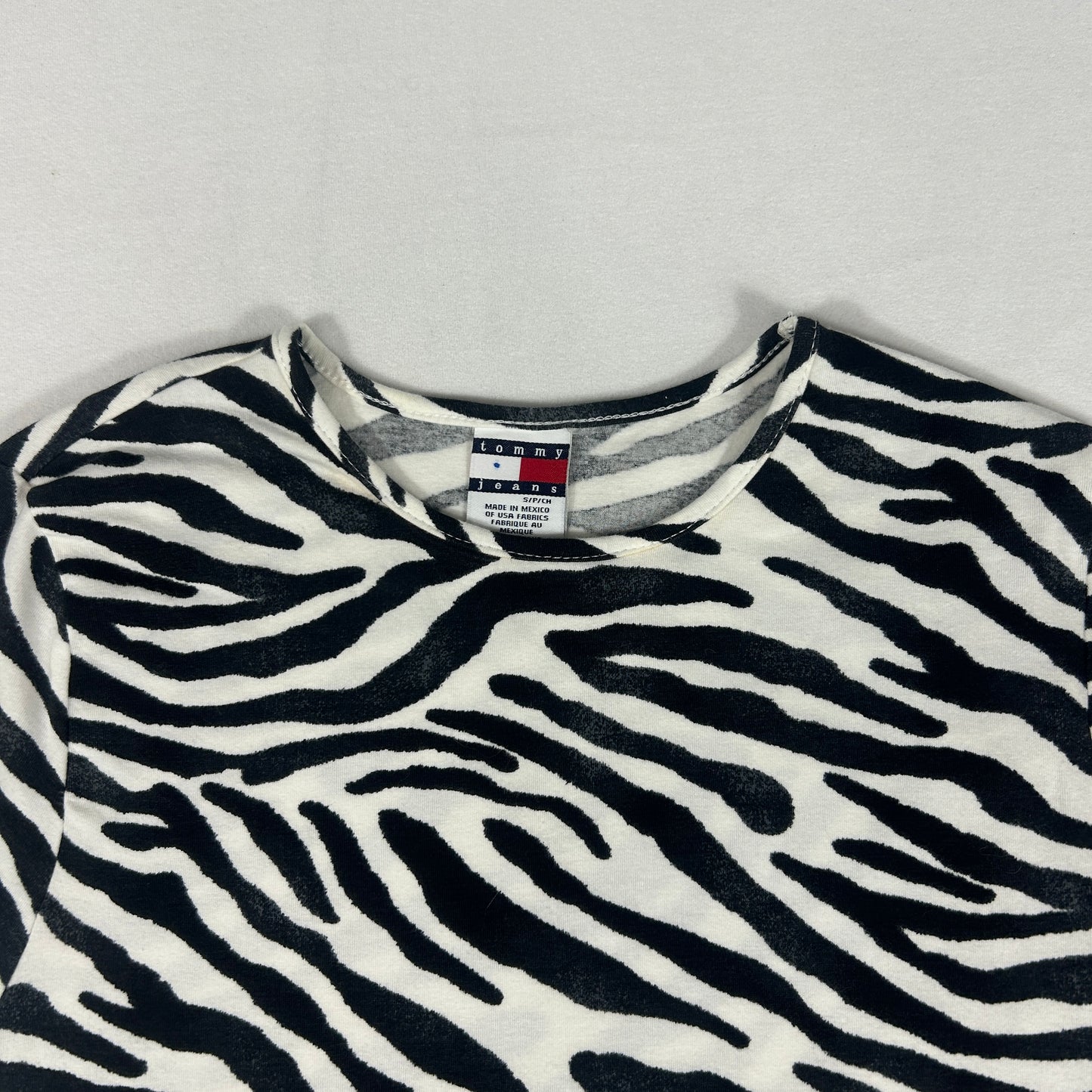 Tommy Jeans Zebra Print Babytee - Size XS/S