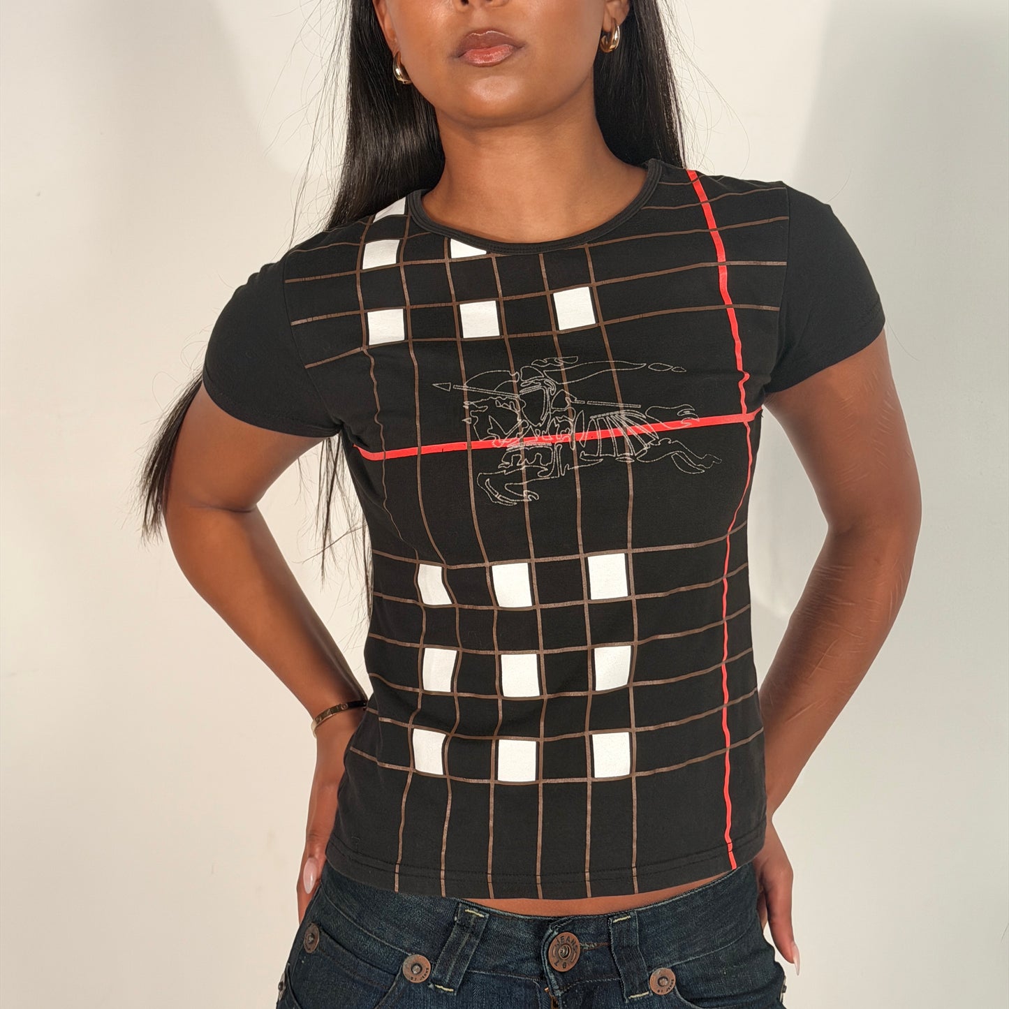 Vintage Burberry Black Babytee - Size S