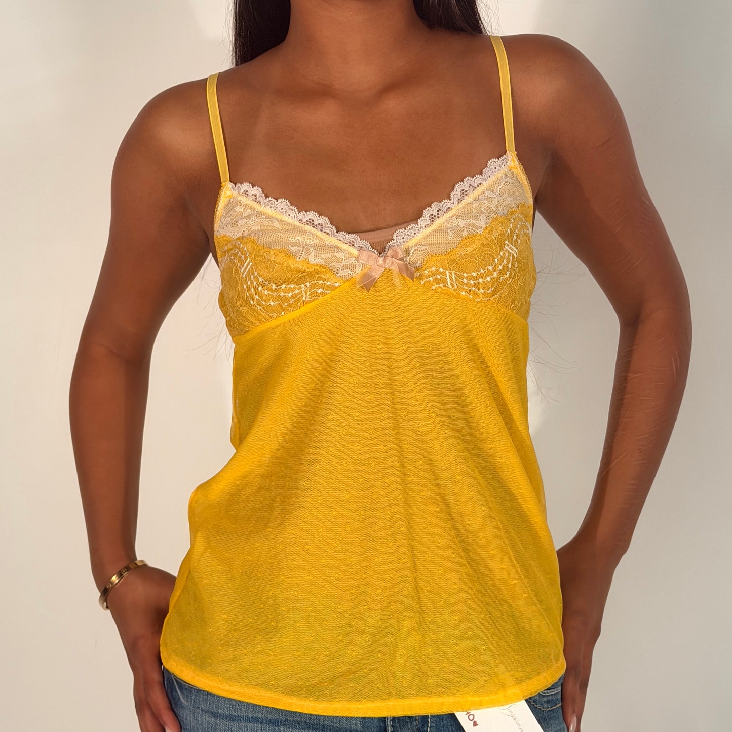 00's Bodyguard Yellow Lace Camisole - Size S/M