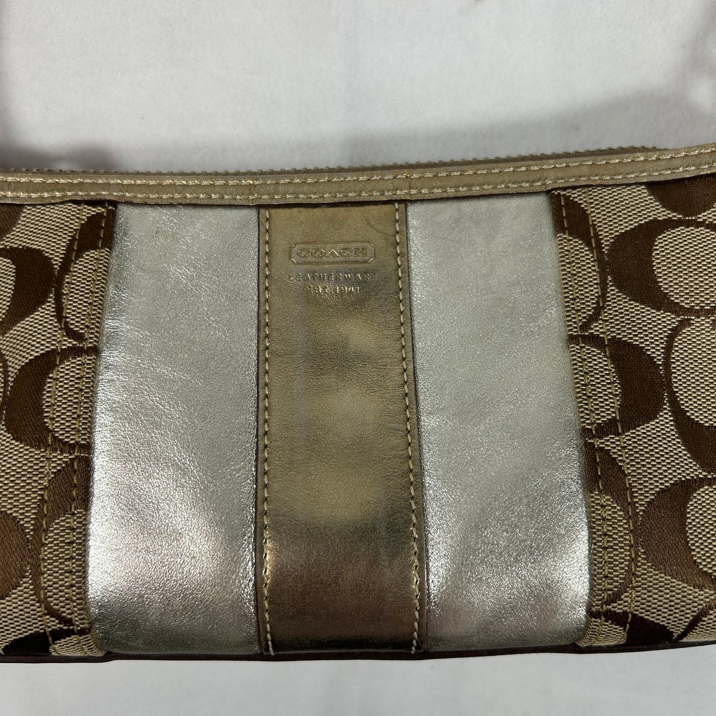 Coach Signature Metallic Stripe Shoulder Bag