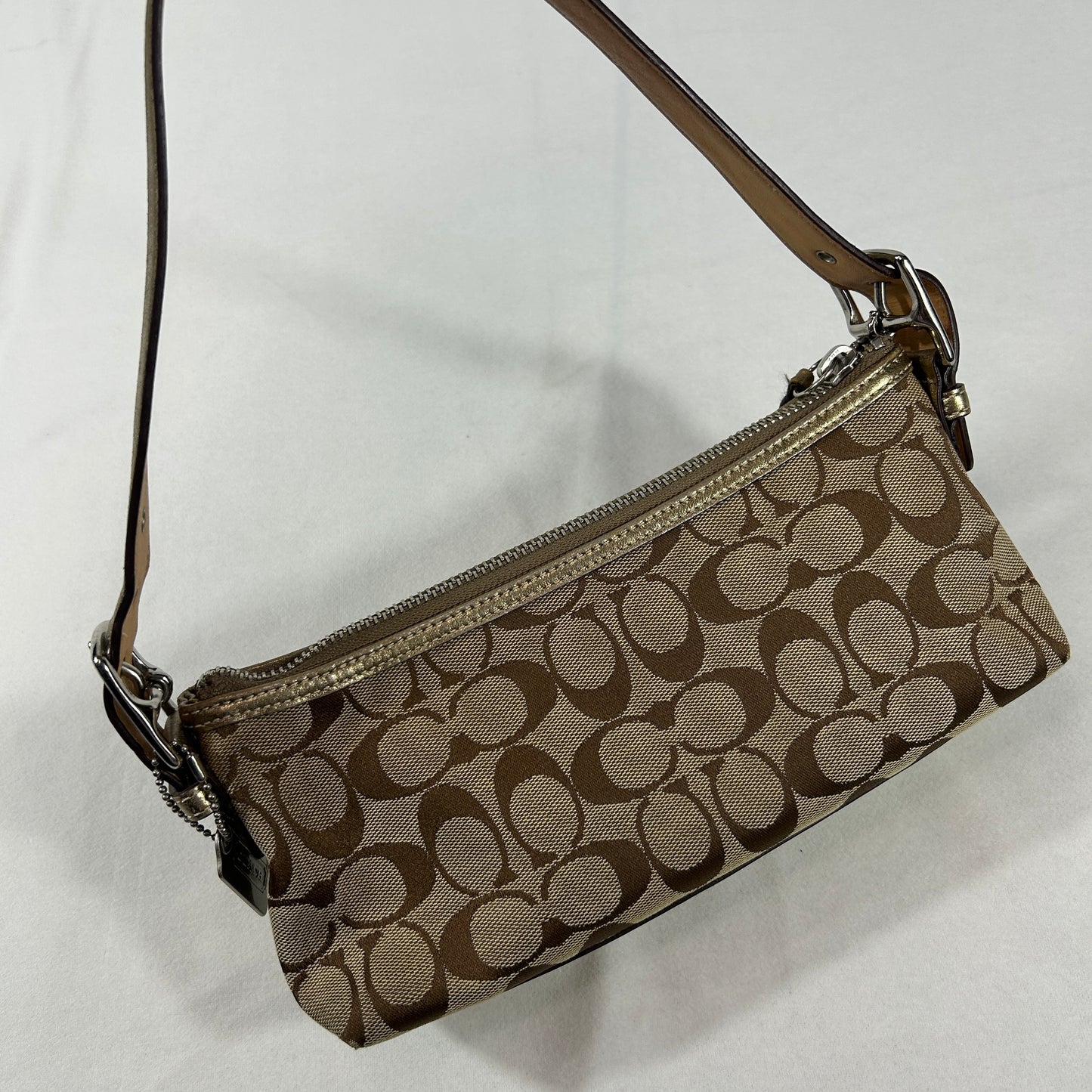 Coach Signature Metallic Stripe Shoulder Bag