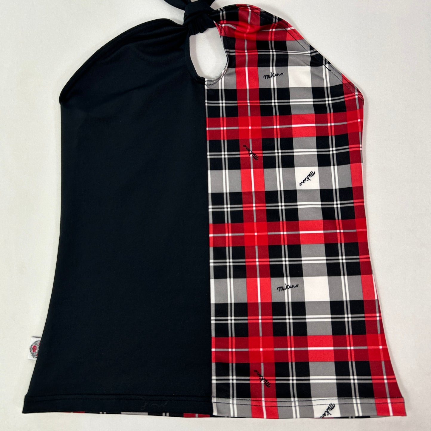 Black & Red Plaid Halter Neck Top - Size M