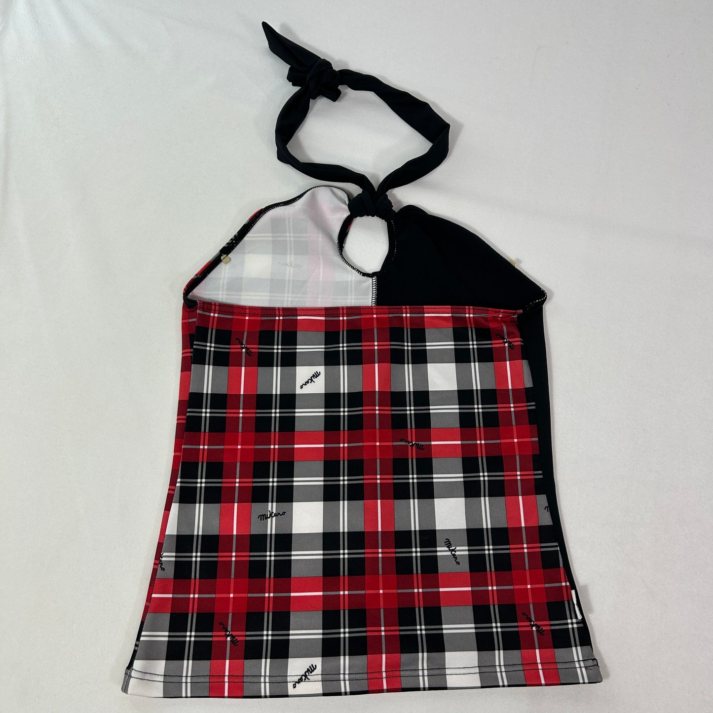 Black & Red Plaid Halter Neck Top - Size M
