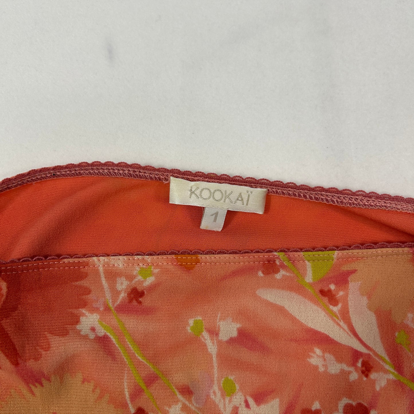 00's Kookai Coral Floral Midi Skirt- Size XS/S