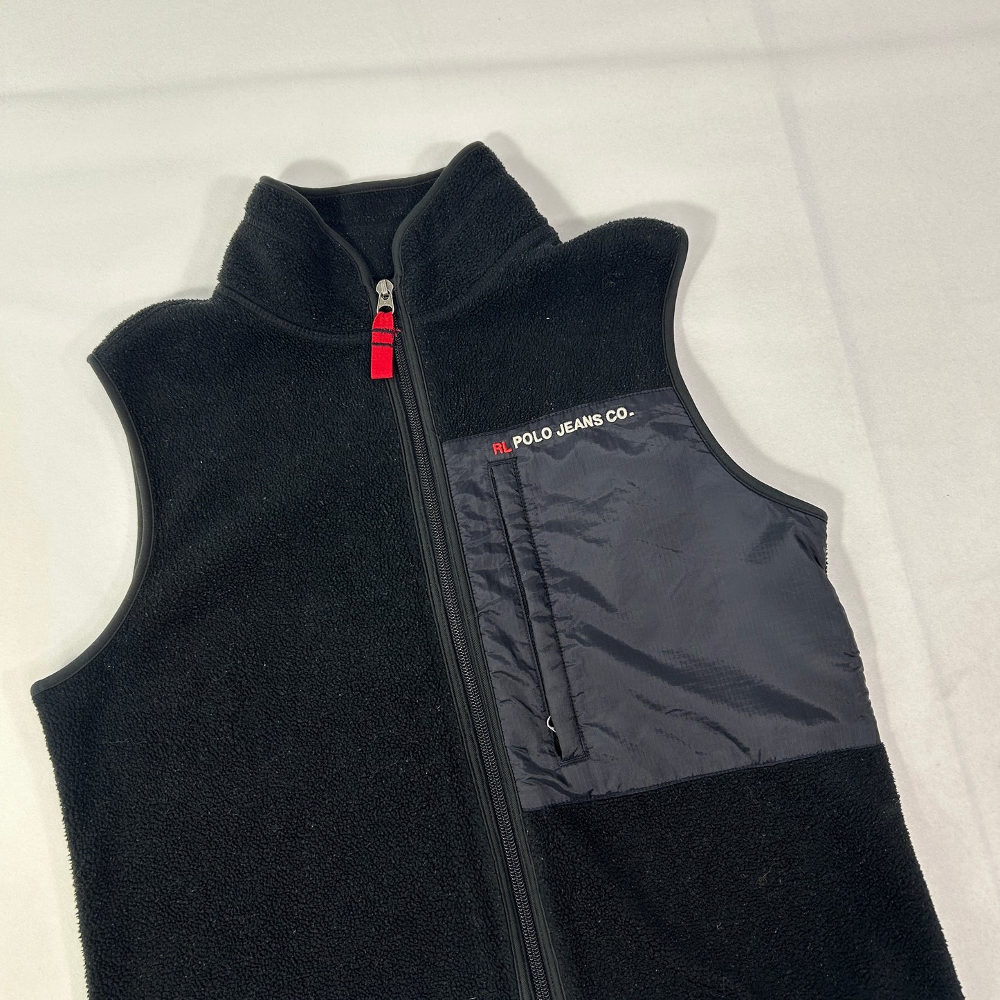 Black Polo Jeans Zip Up Vest - S