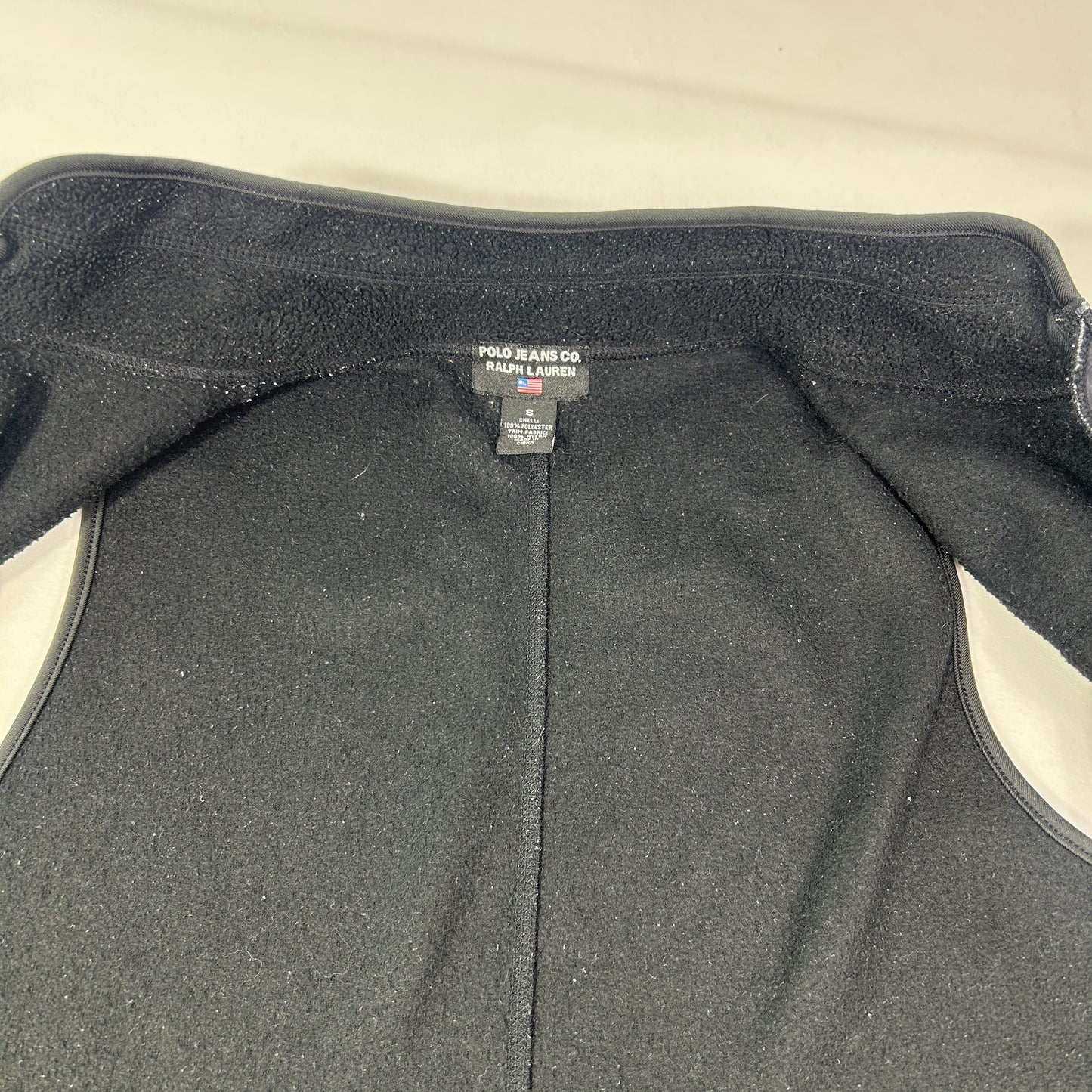Black Polo Jeans Zip Up Vest - S