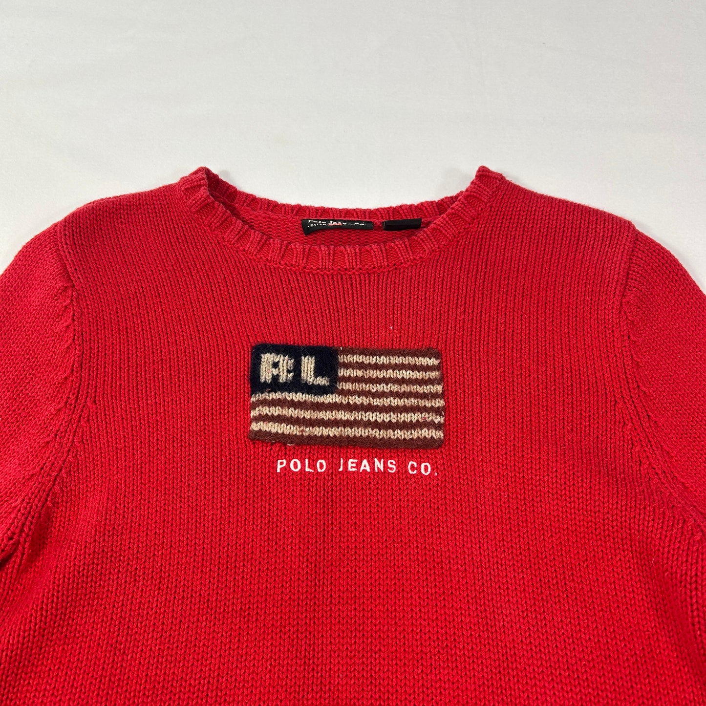 Red Polo Jeans Flag Sweater - Size S