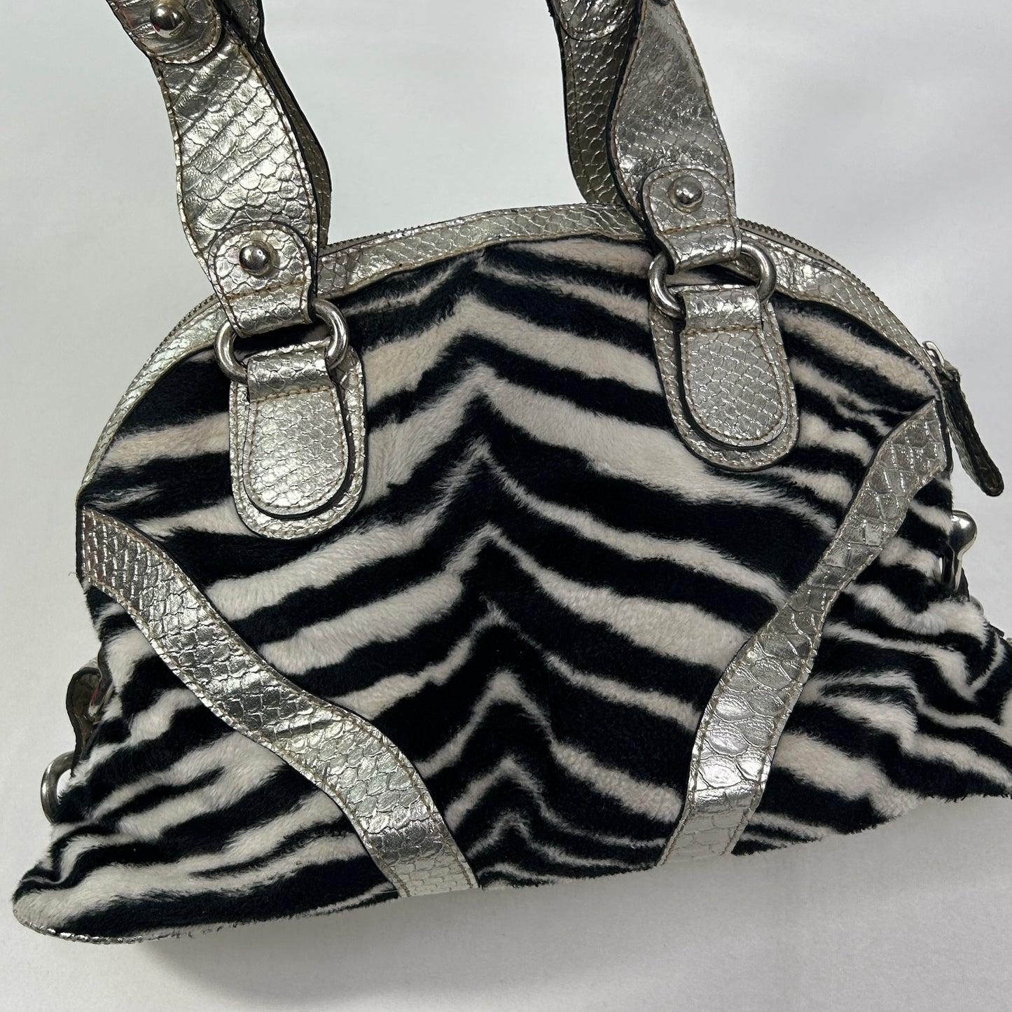 RARE Vintage Silver Zebra Print Guess Shoulder Bag