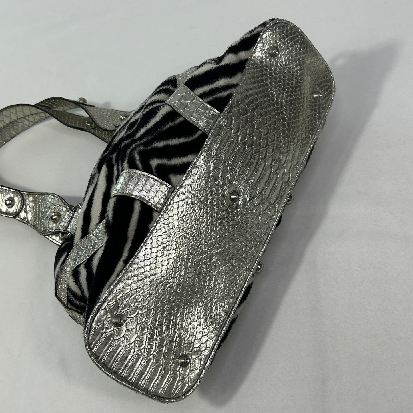 RARE Vintage Silver Zebra Print Guess Shoulder Bag