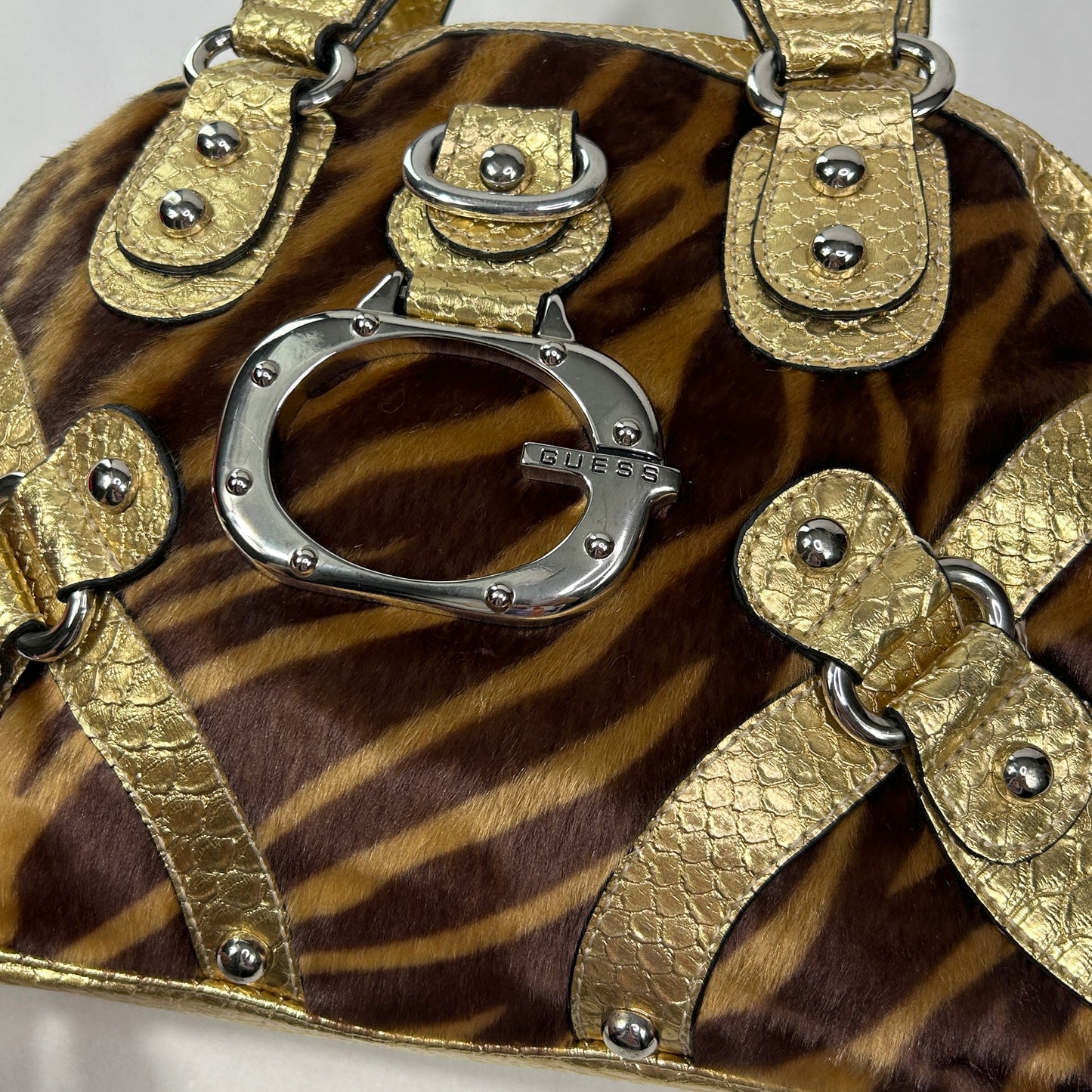 RARE Gold Zebra Print Guess Shoulder Bag