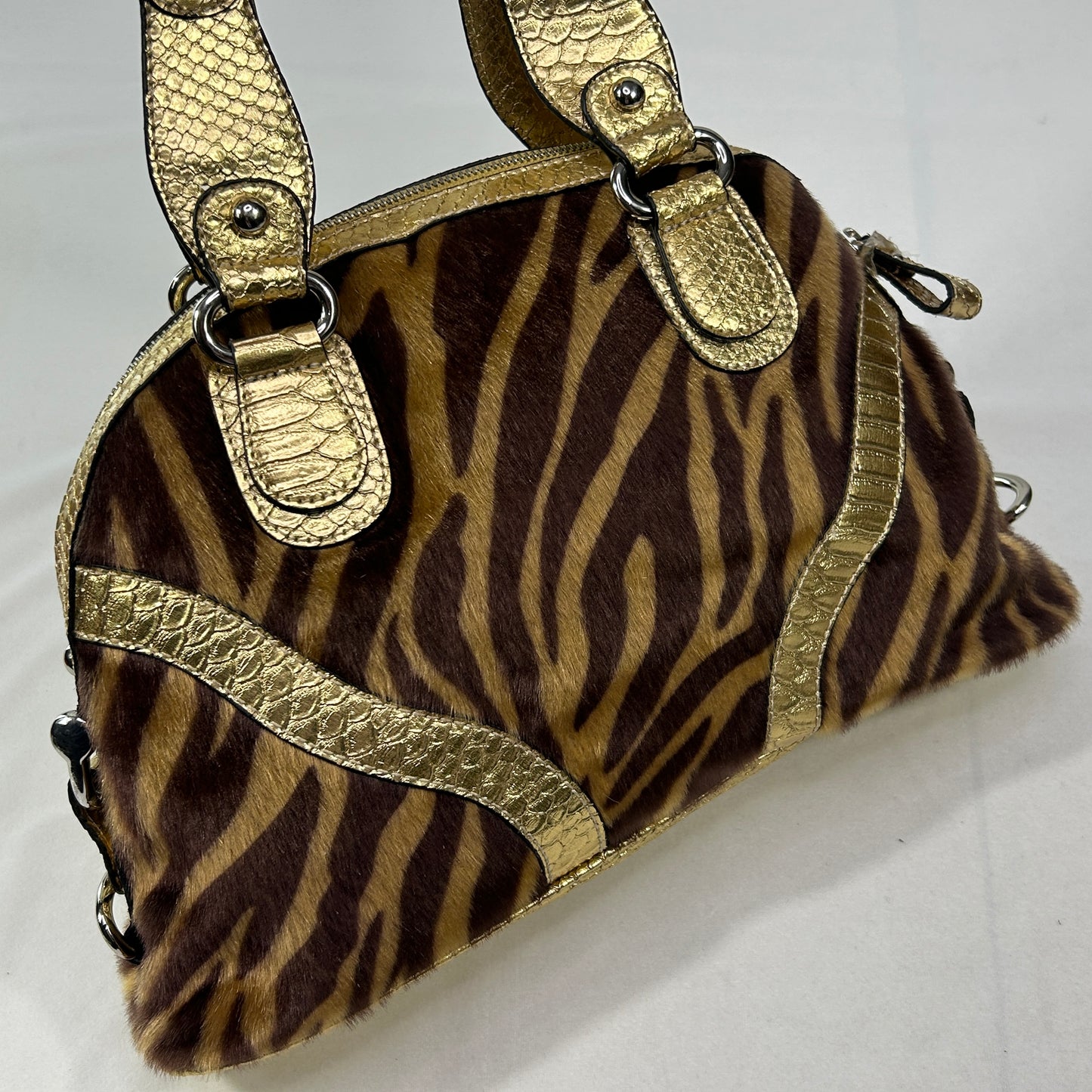 RARE Gold Zebra Print Guess Shoulder Bag