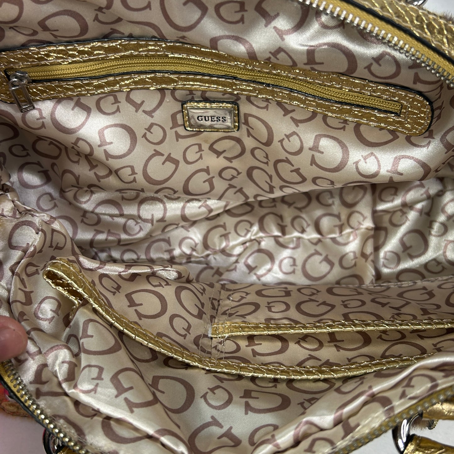 RARE Gold Zebra Print Guess Shoulder Bag