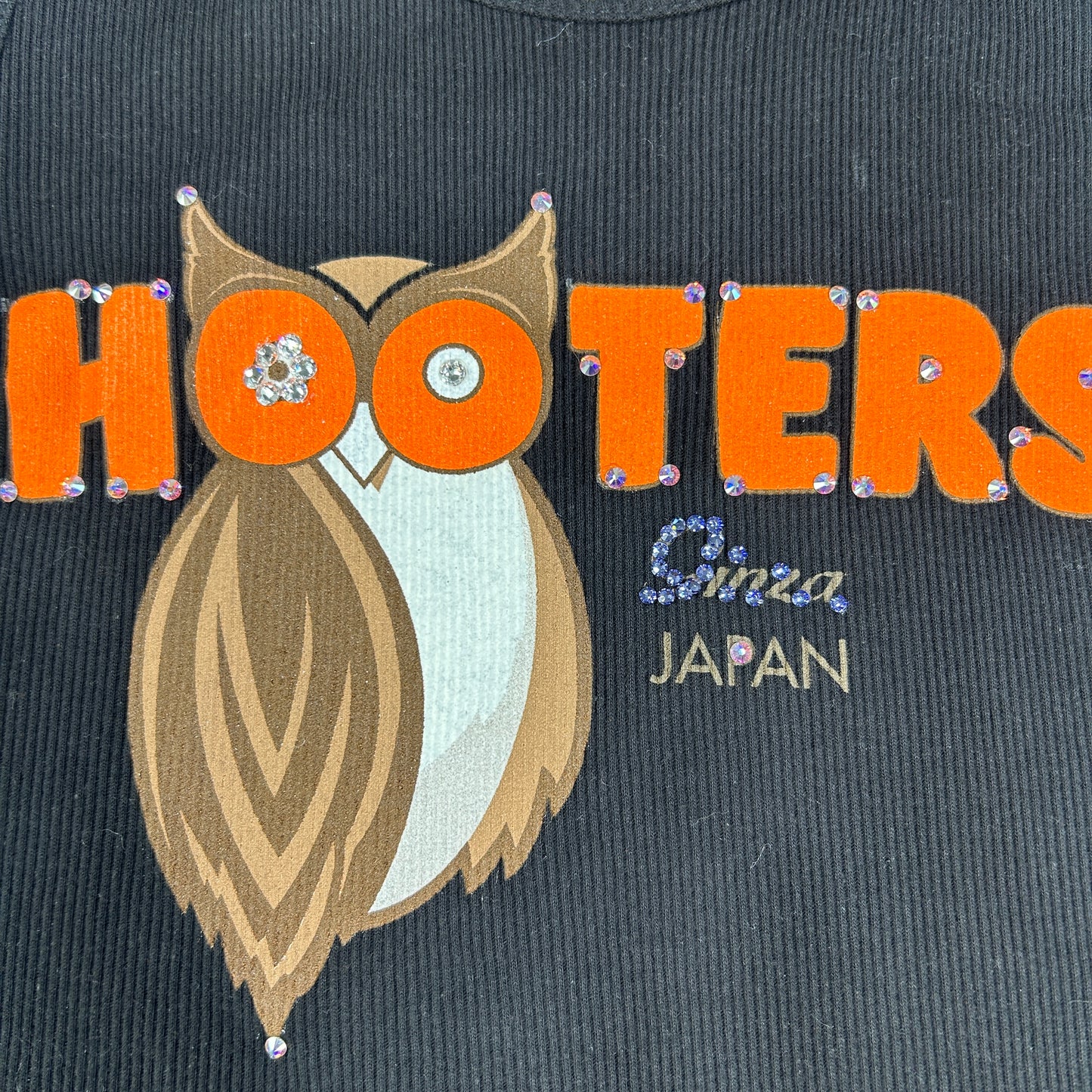Black Rhinestoned Hooters Tank Top - Size S/M