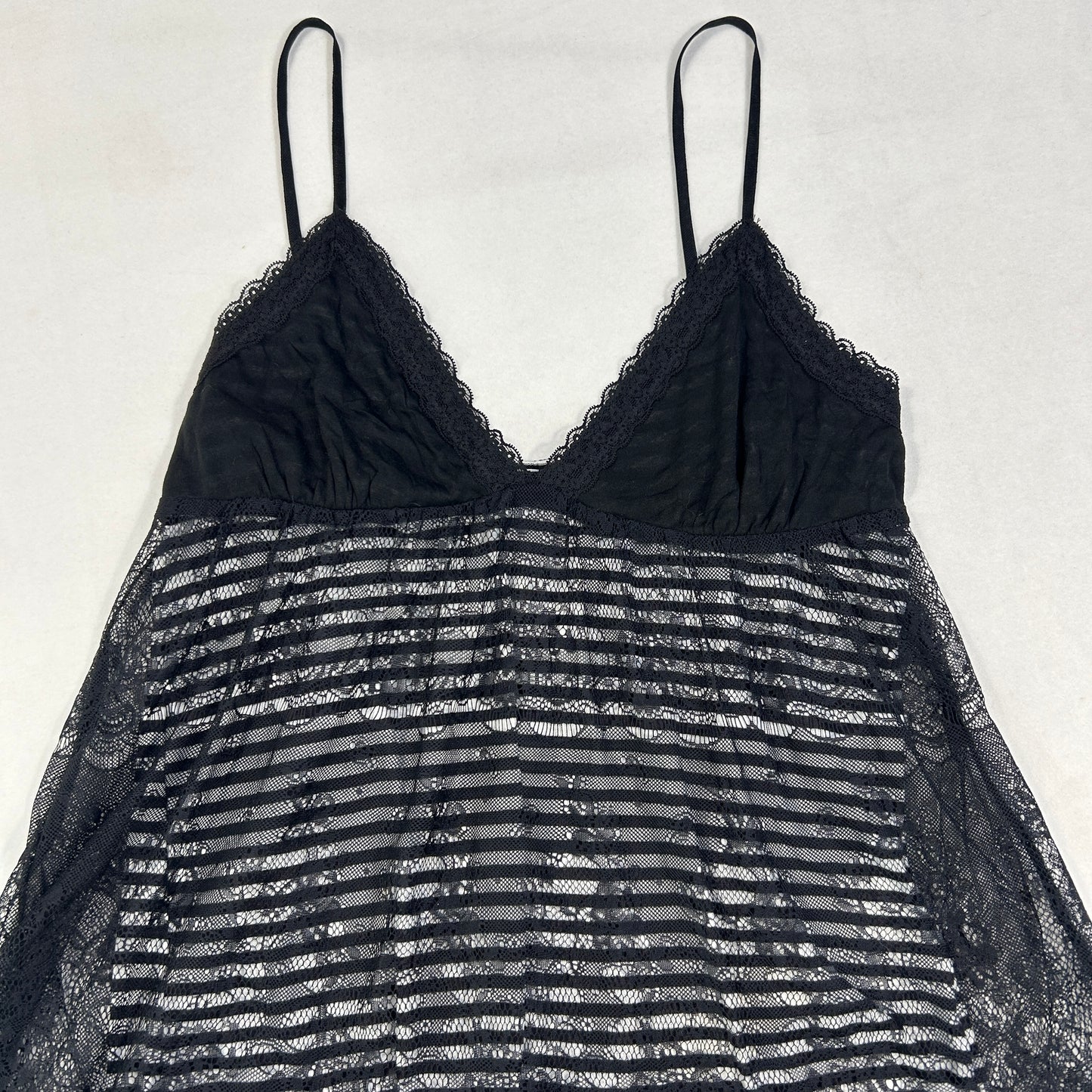 Black Lace Striped Camisole - Size L
