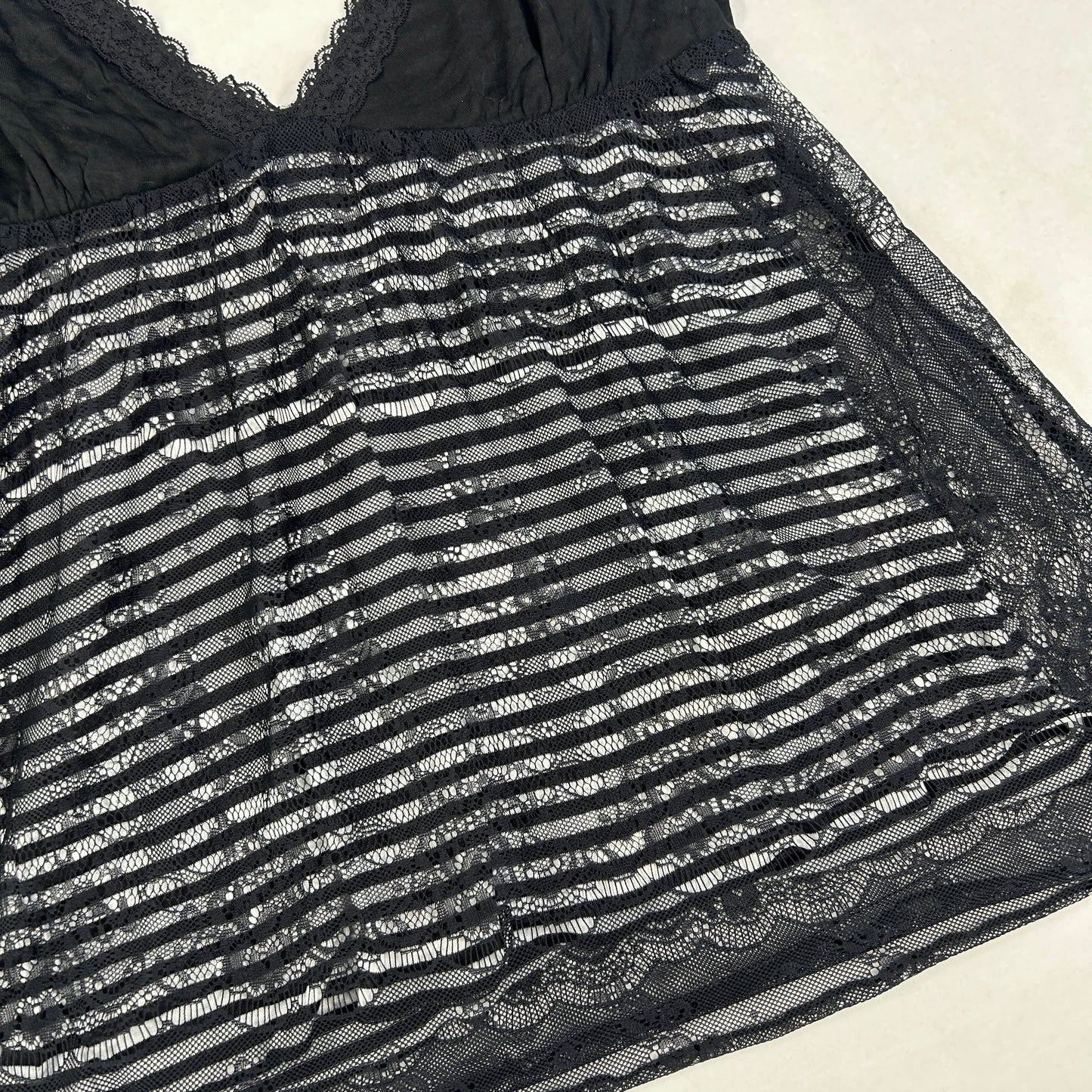 Black Lace Striped Camisole - Size L