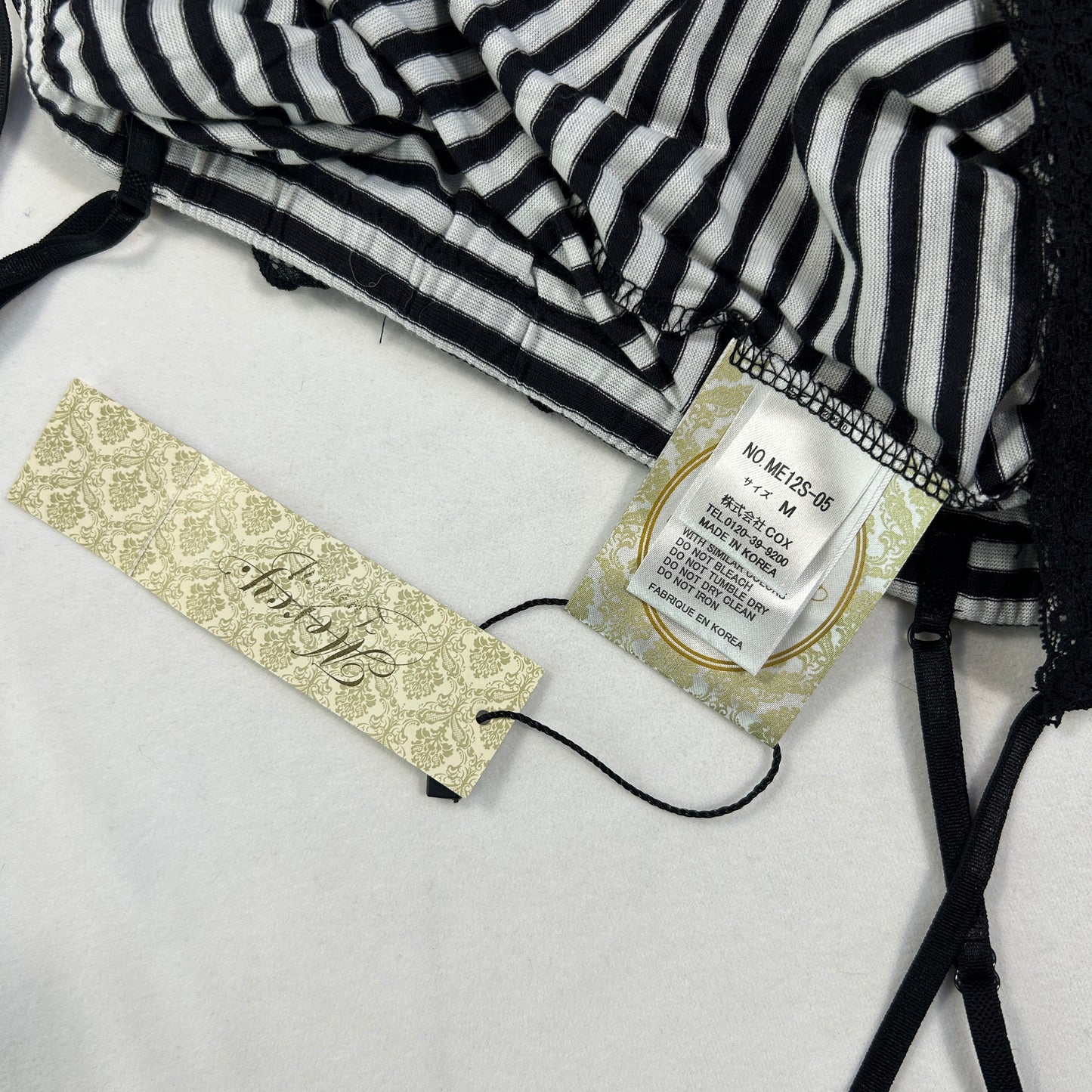 Black Lace Striped Camisole - Size L