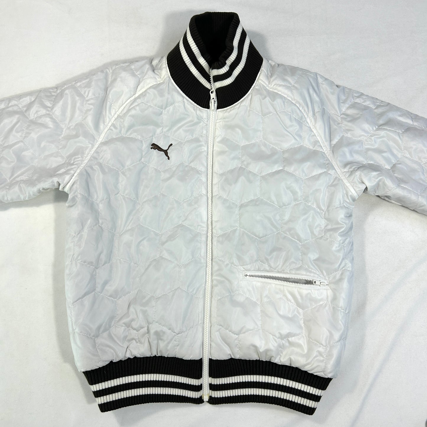 Reversible Brown Striped Puma Varsity Jacket - Size M