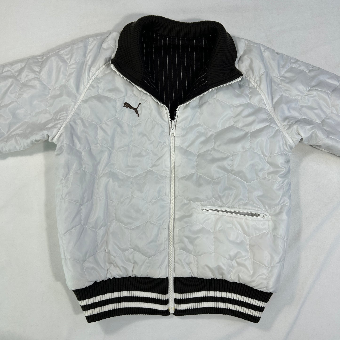 Reversible Brown Striped Puma Varsity Jacket - Size M