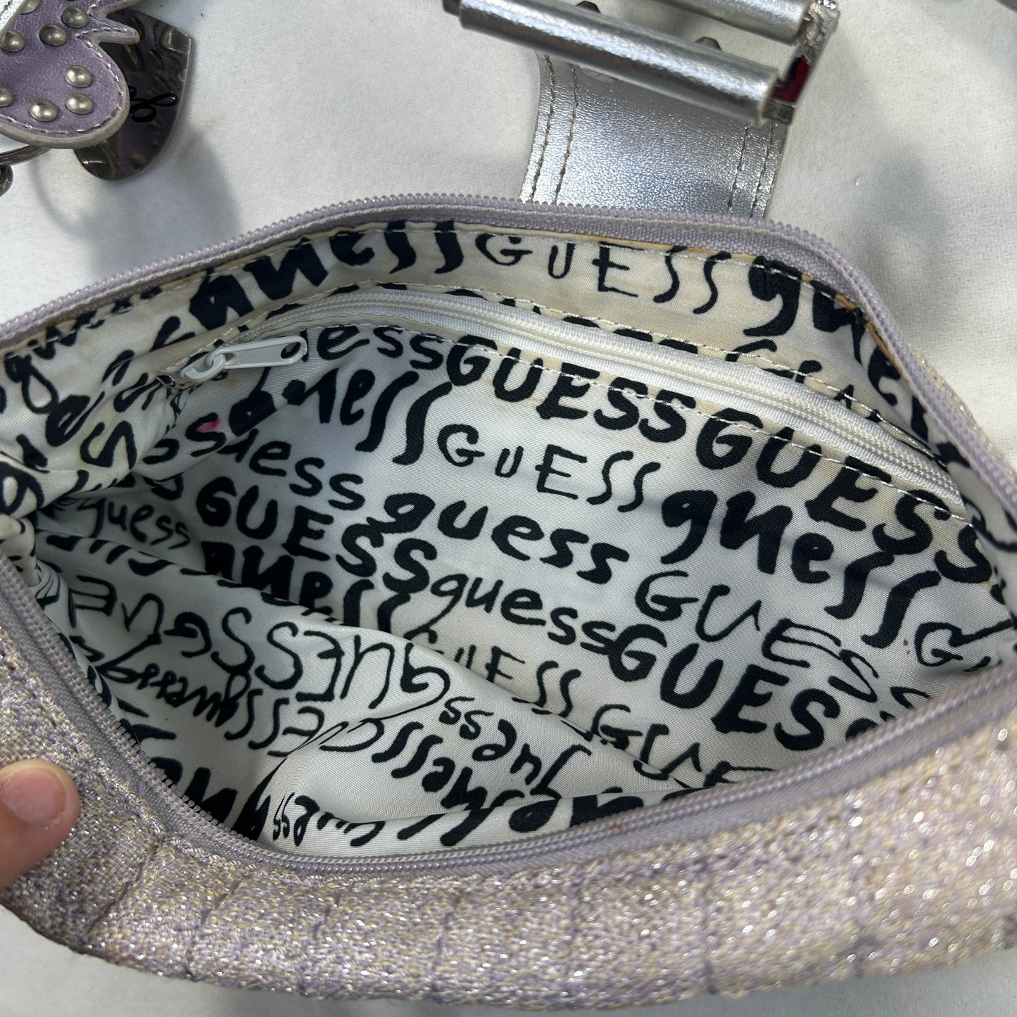 RARE Guess Purple Tweed Butterfly Shoulder Bag