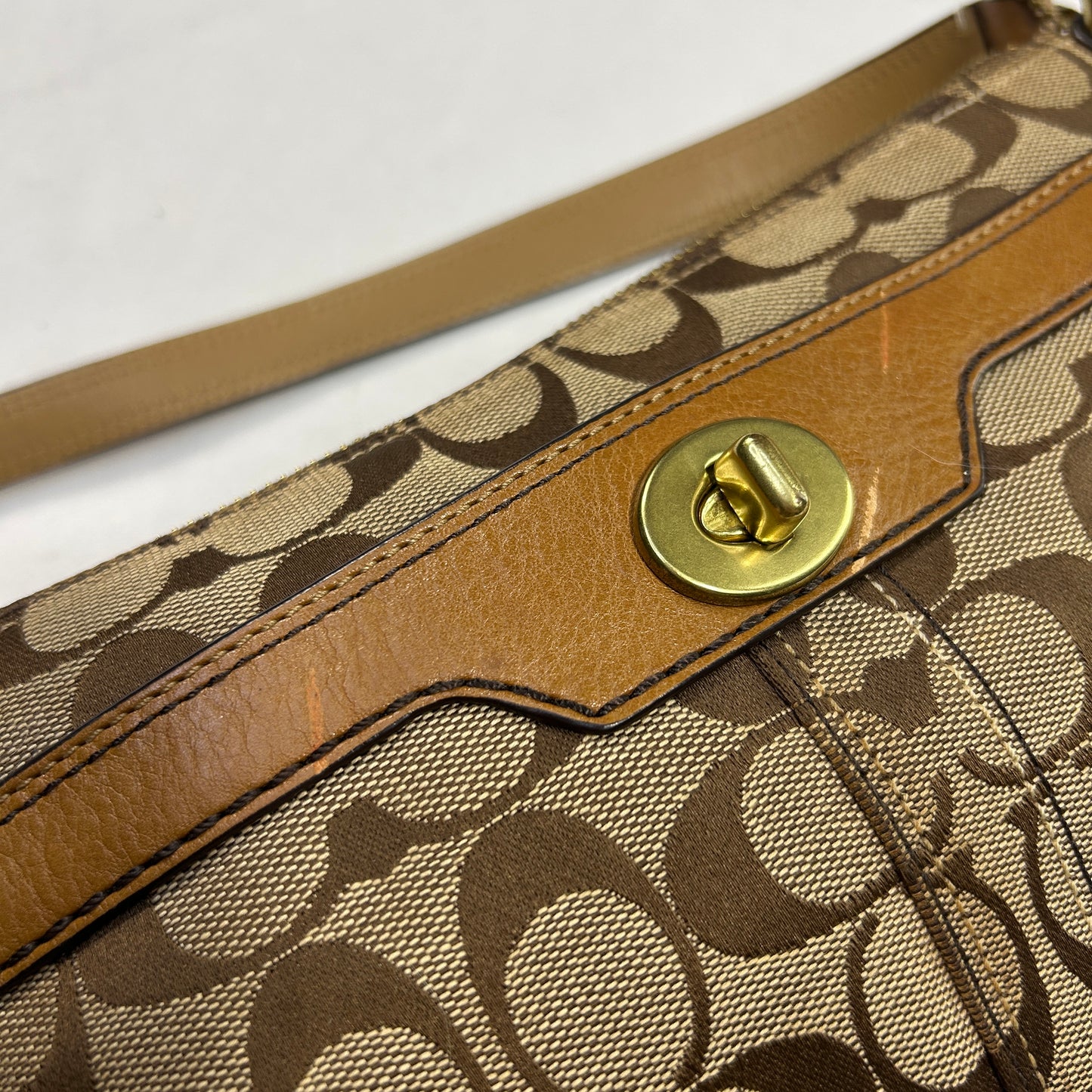 Coach Brown Baguette Turn lock Shoulder Bag