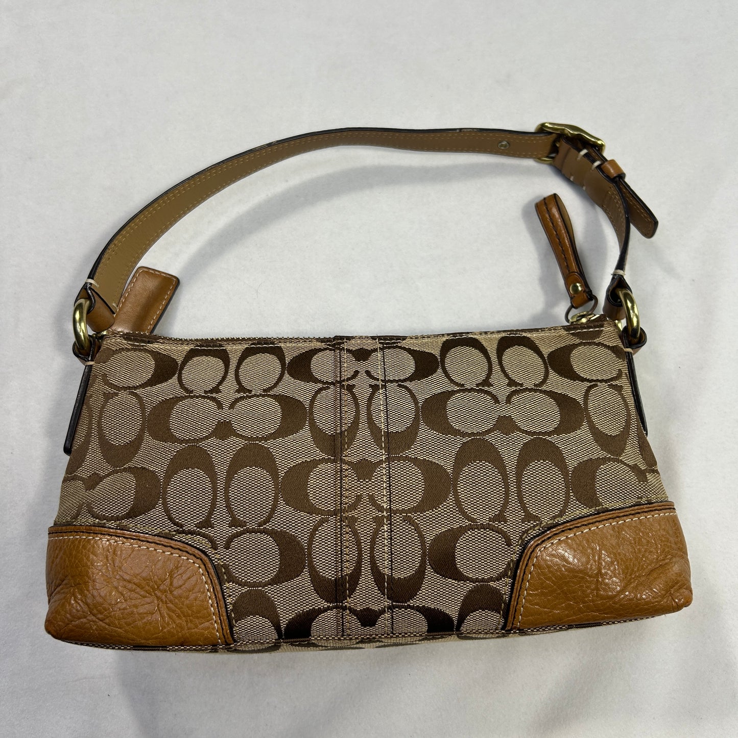 Coach Brown Baguette Turn lock Shoulder Bag