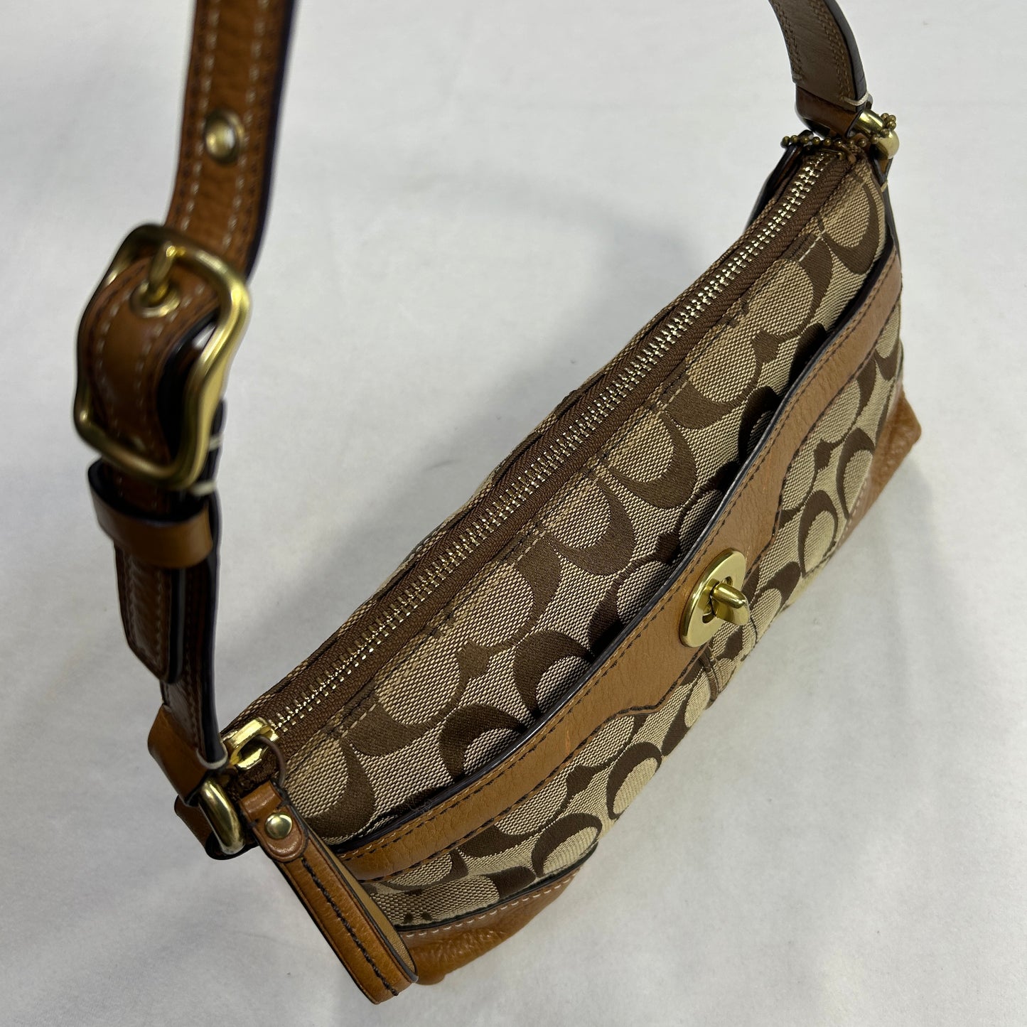 Coach Brown Baguette Turn lock Shoulder Bag