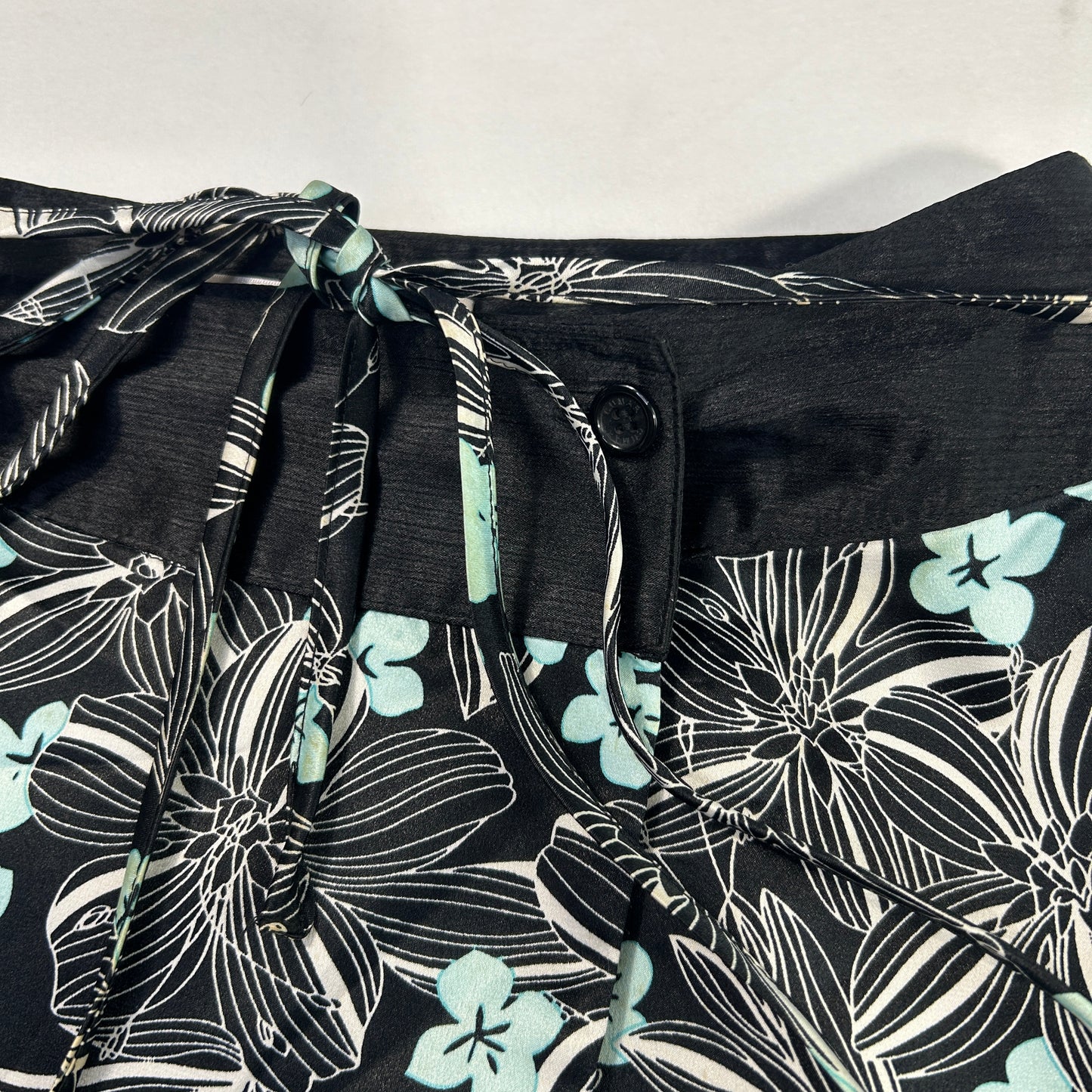 Floral black & Teal Wrap Midi Skirt - Size S