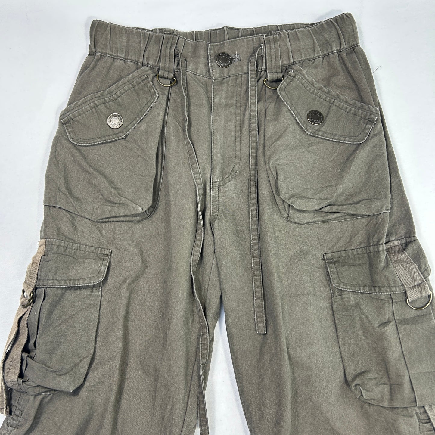 Brown Khaki 3/4 Ruched Capri Pants - Size S