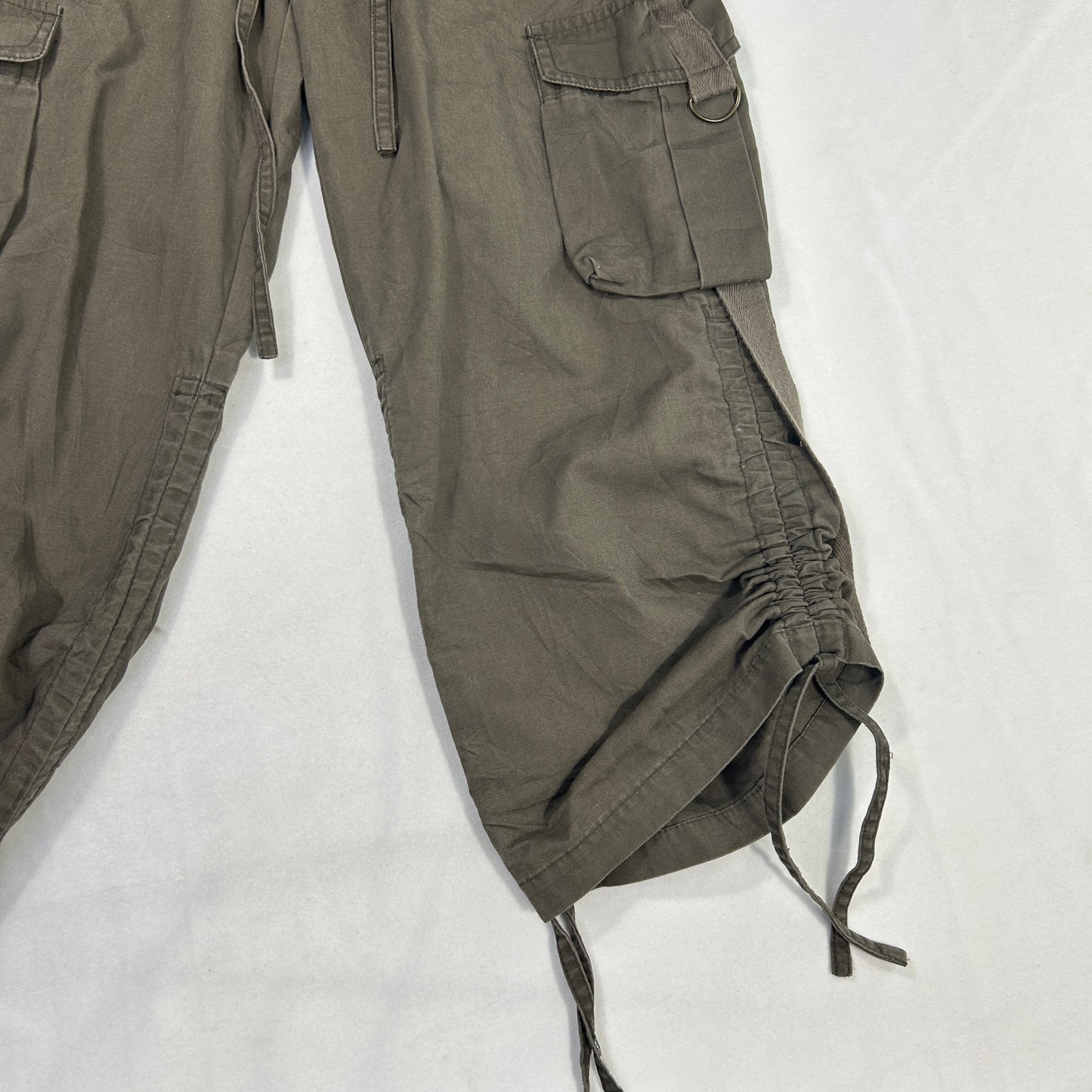 Brown Khaki 3/4 Ruched Capri Pants - Size S