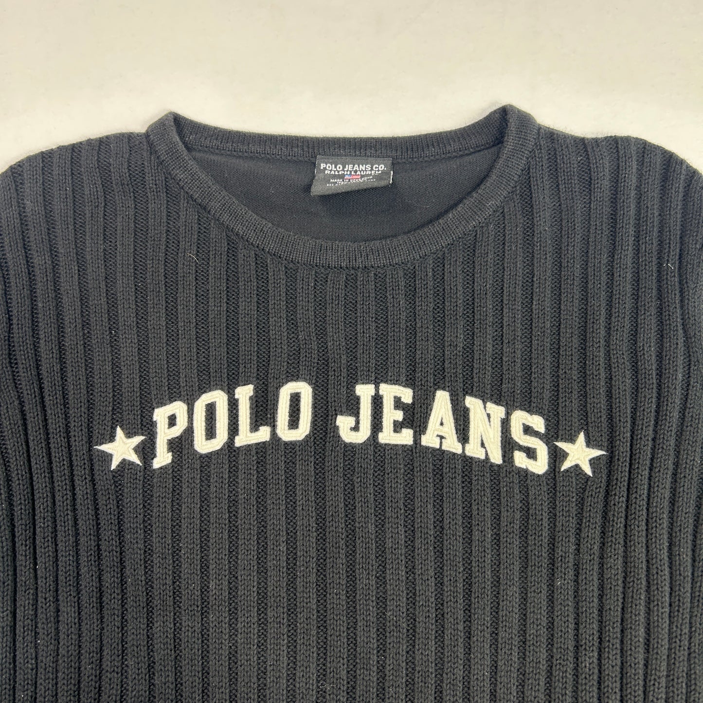 Black Polo Jeans 3/4 Sleeve Sweater - Size M/L