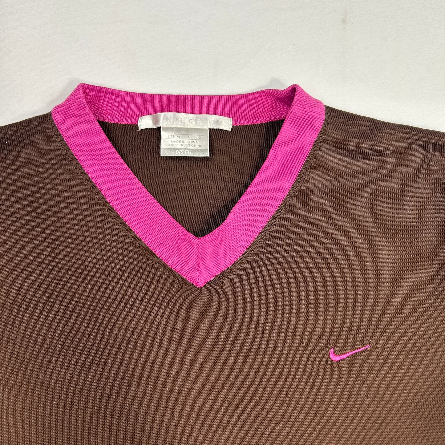 Brown & Pink Nike Long Sleeve Top - Size S/M
