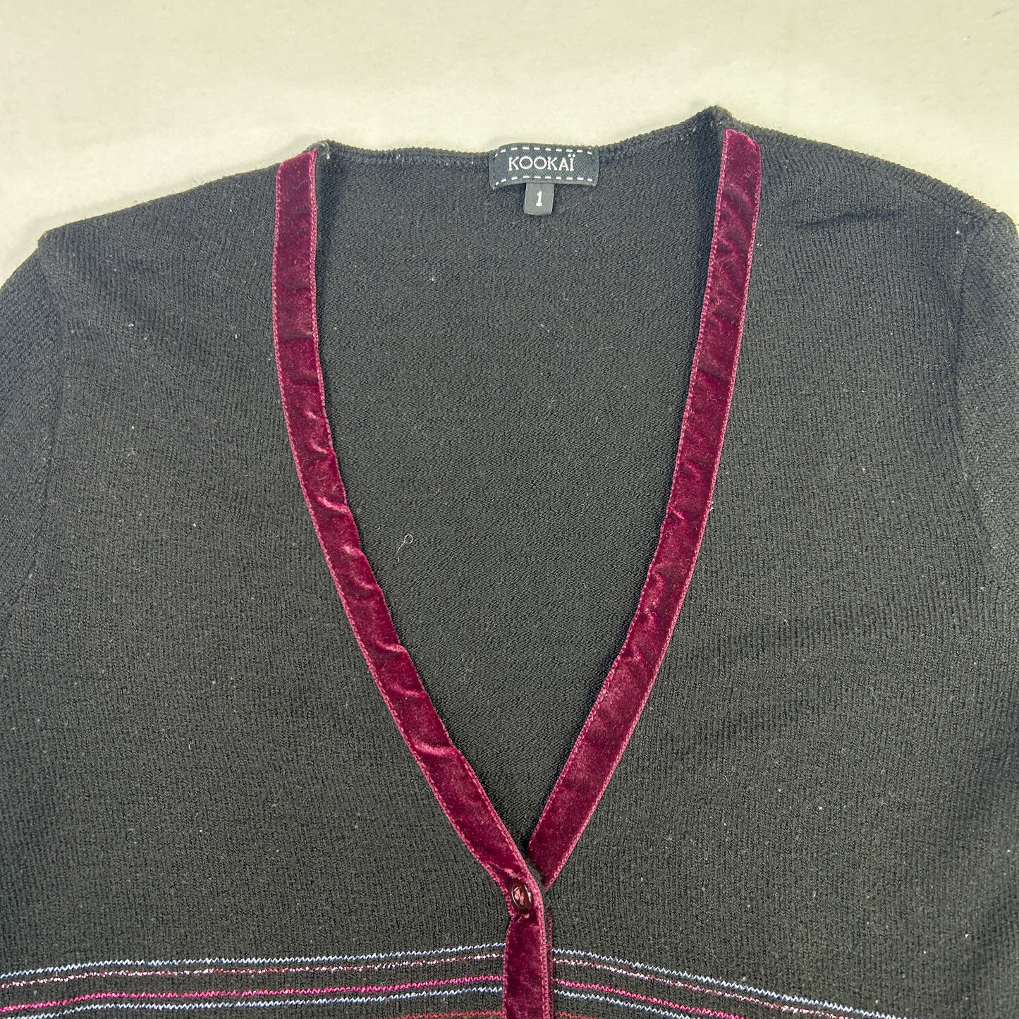 Kookai Striped V-Neck Sweater - Size M