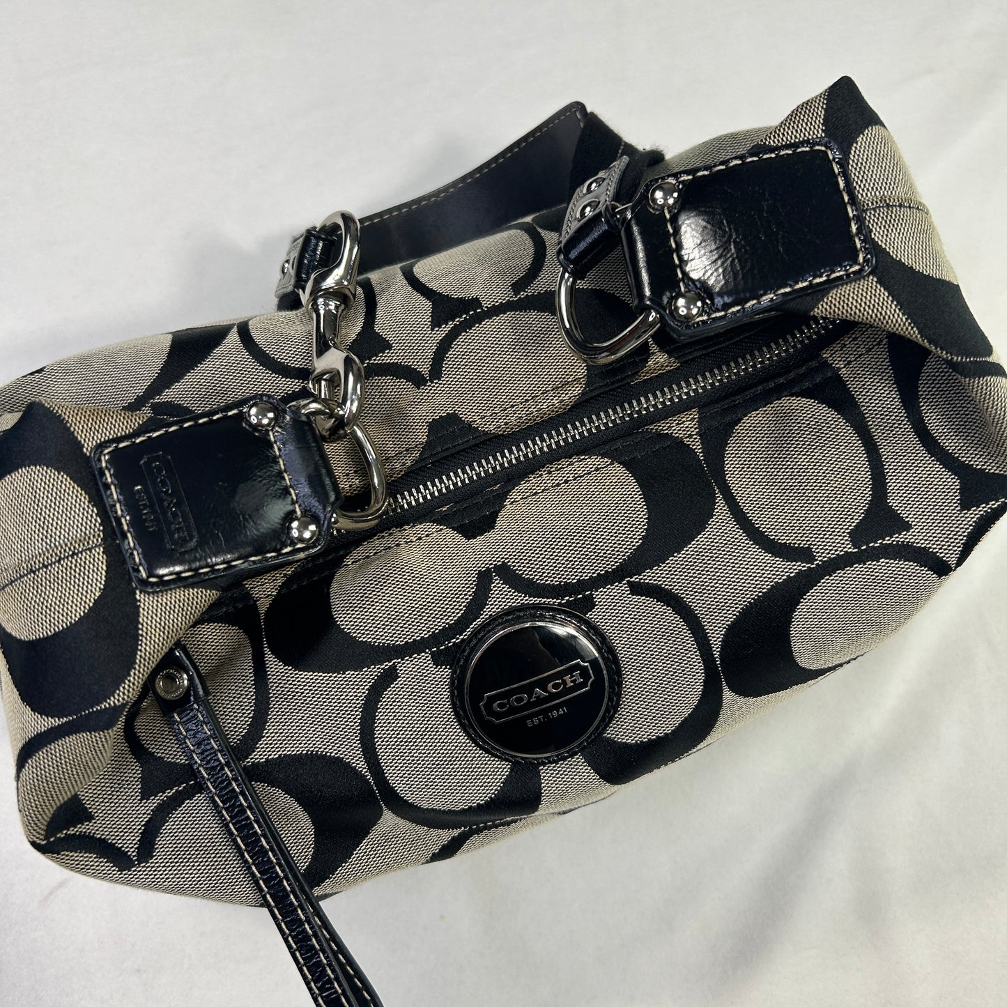 Coach Signature Stripe Hobo Shoulder Bag