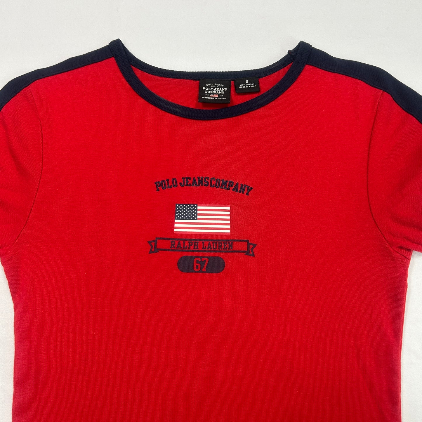 Vintage Polo Jeans Flag Baby Tee - Size S/M
